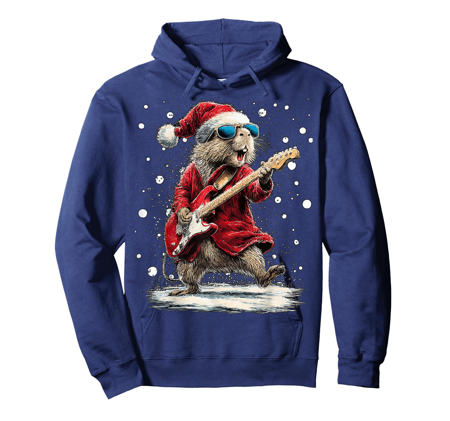 Christmas Capybara Playing Guitar Funny Musician Animal T-Shirt
