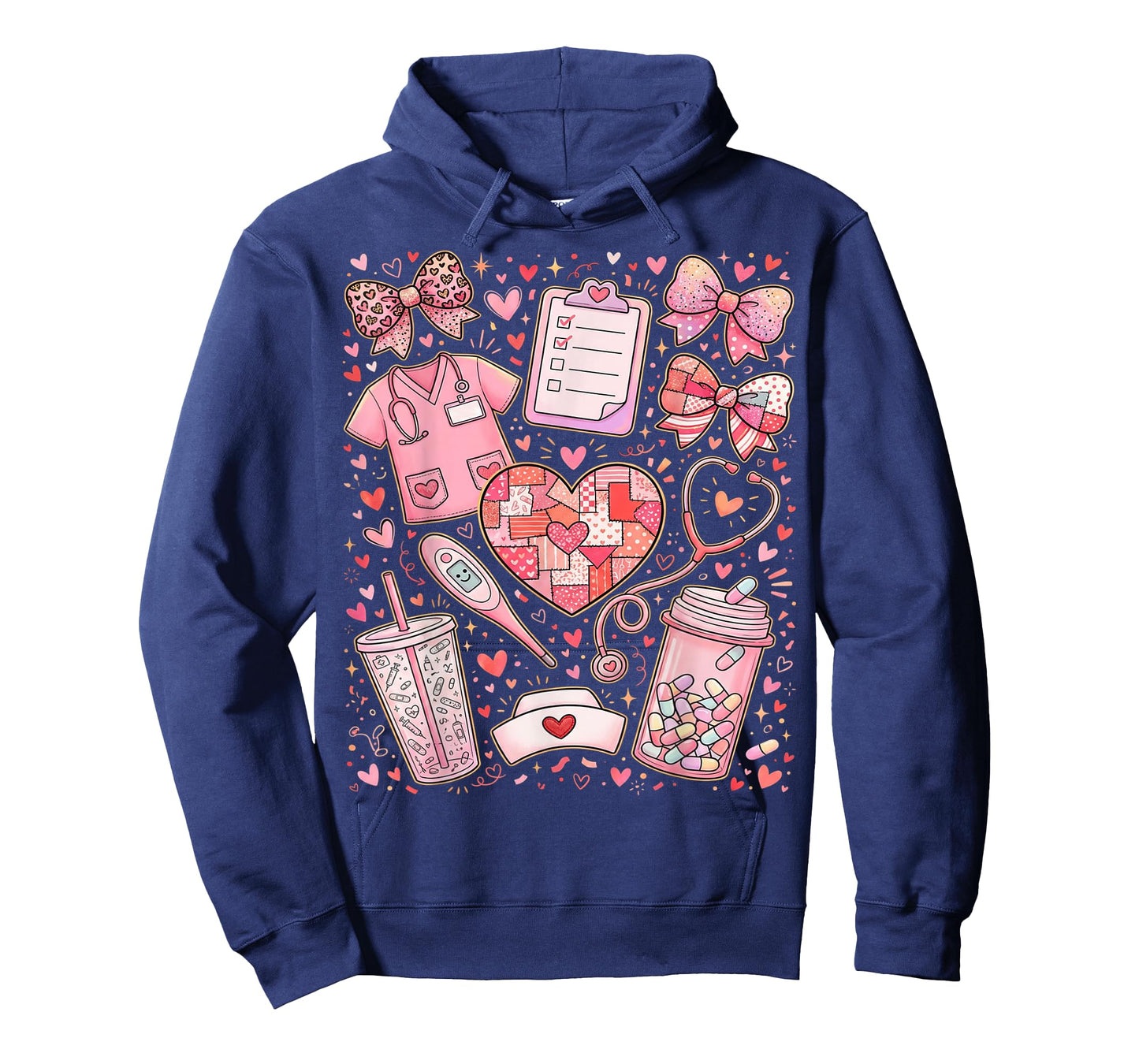 Pink Healthcare ER RN CNA ICU Valentine Nurse Heart Nurses T-Shirt