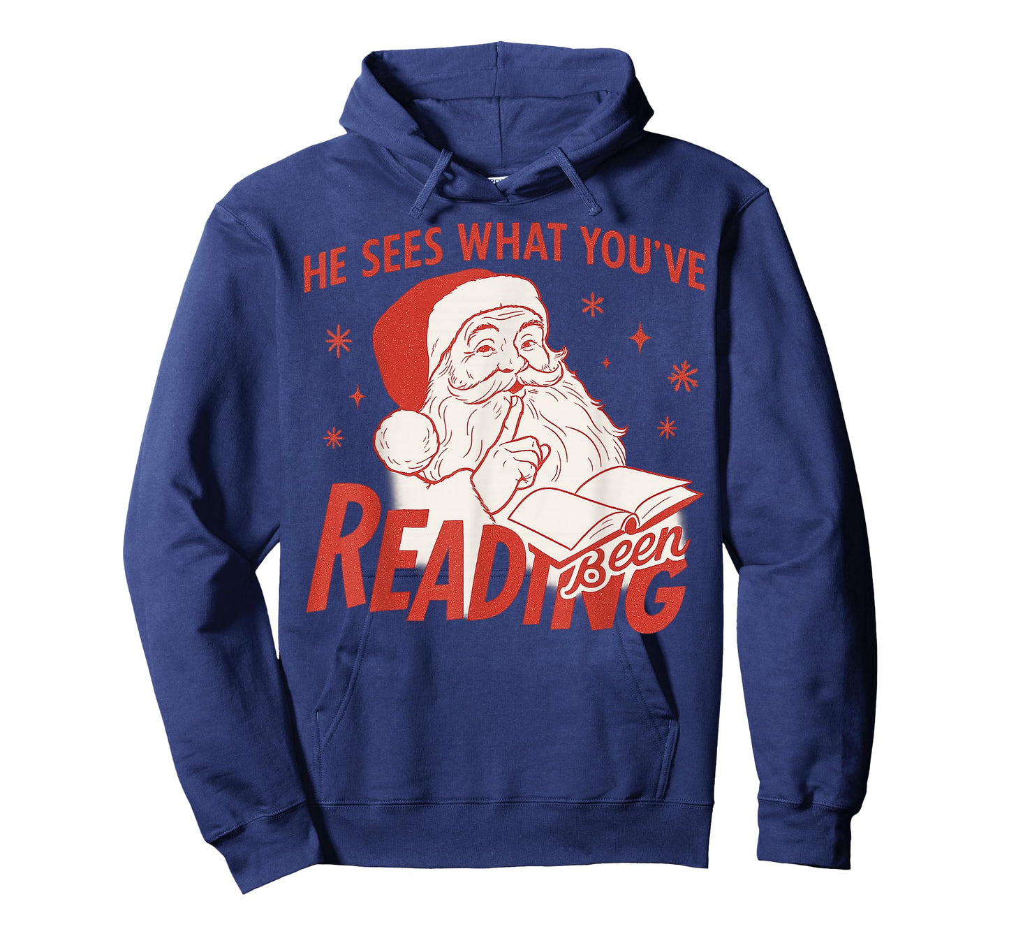 He Sees What You’ve Been Reading Funny Bookish Santa Xmas T-Shirt