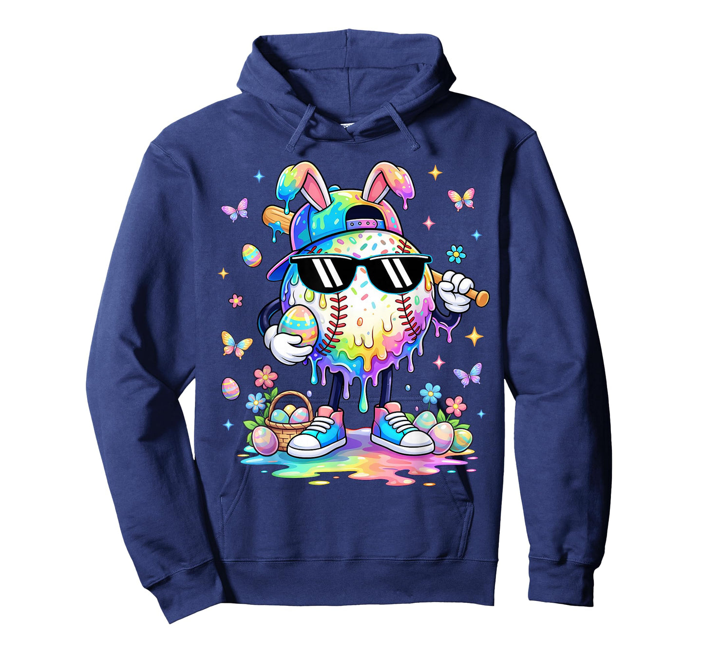 Funny Baseball Drip Dripping Bunny Happy Easter Men Boys Kid T-Shirt