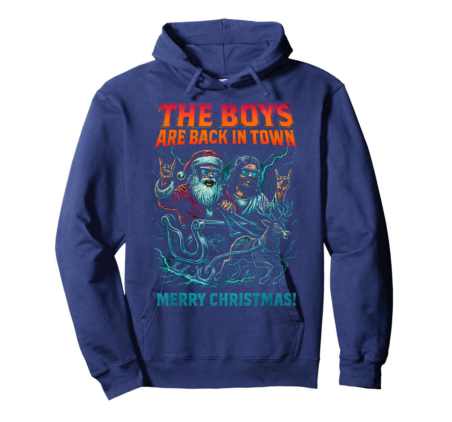 The Boys are Back in Town Christmas Jesus Santa Rock n Roll T-Shirt