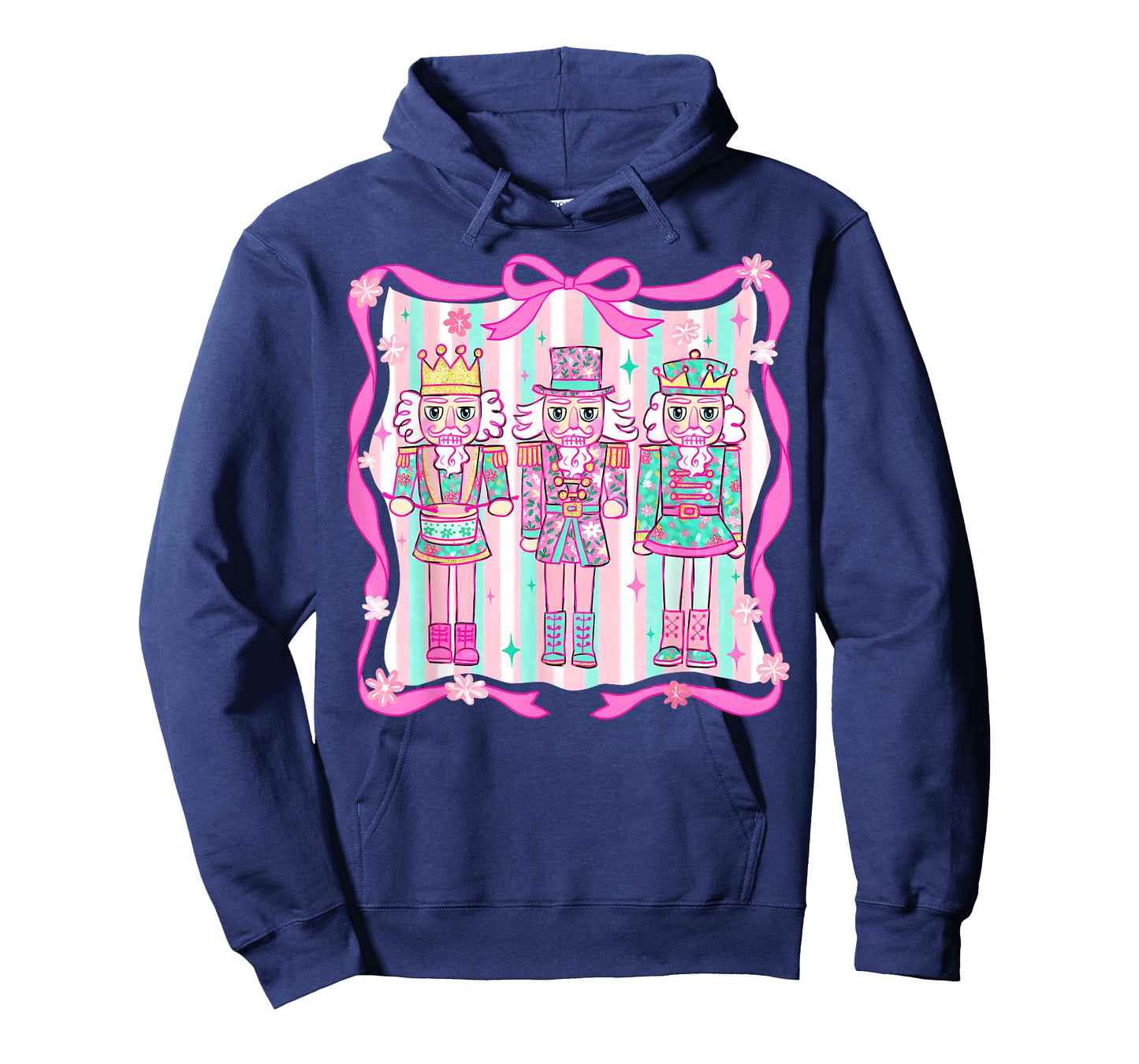 Preppy Christmas Pink Nutcrackers Coquette Bow Women Kids T-Shirt