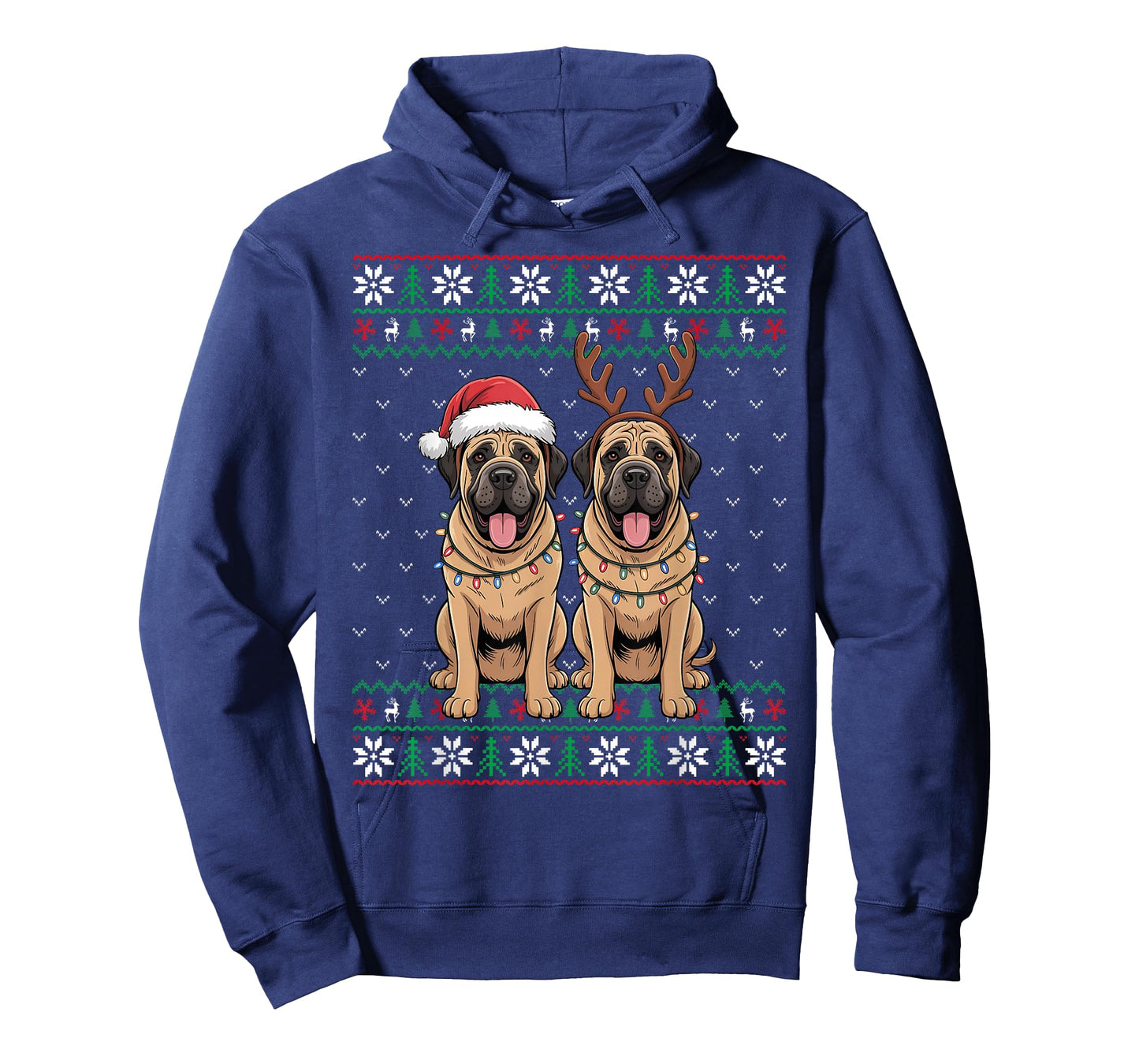 Ugly Xmas Lights Men Women Mastiff Dog Christmas Sweater T-Shirt