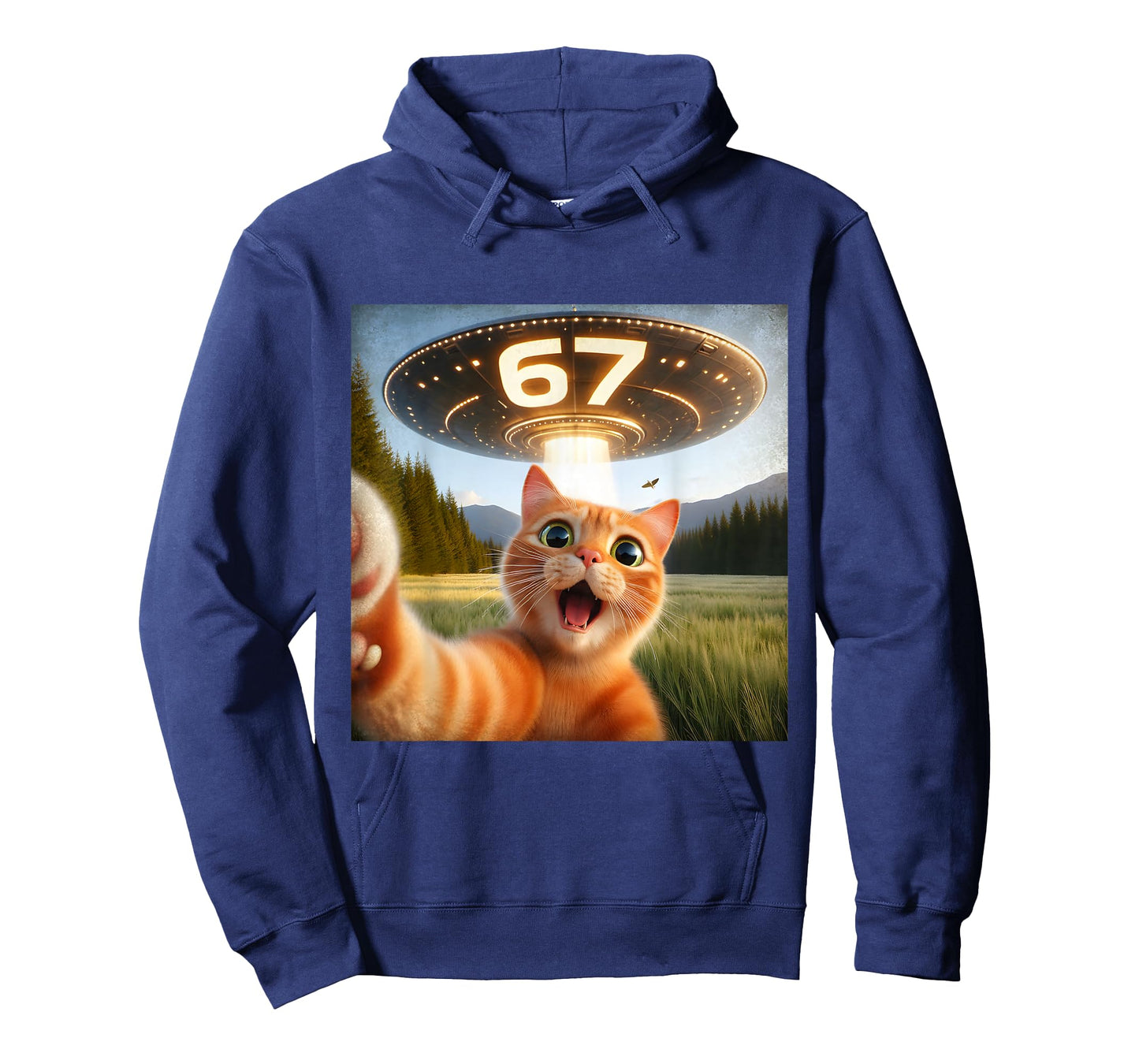 67 Funny Cat Selfie UFO Alien Meme T-Shirt