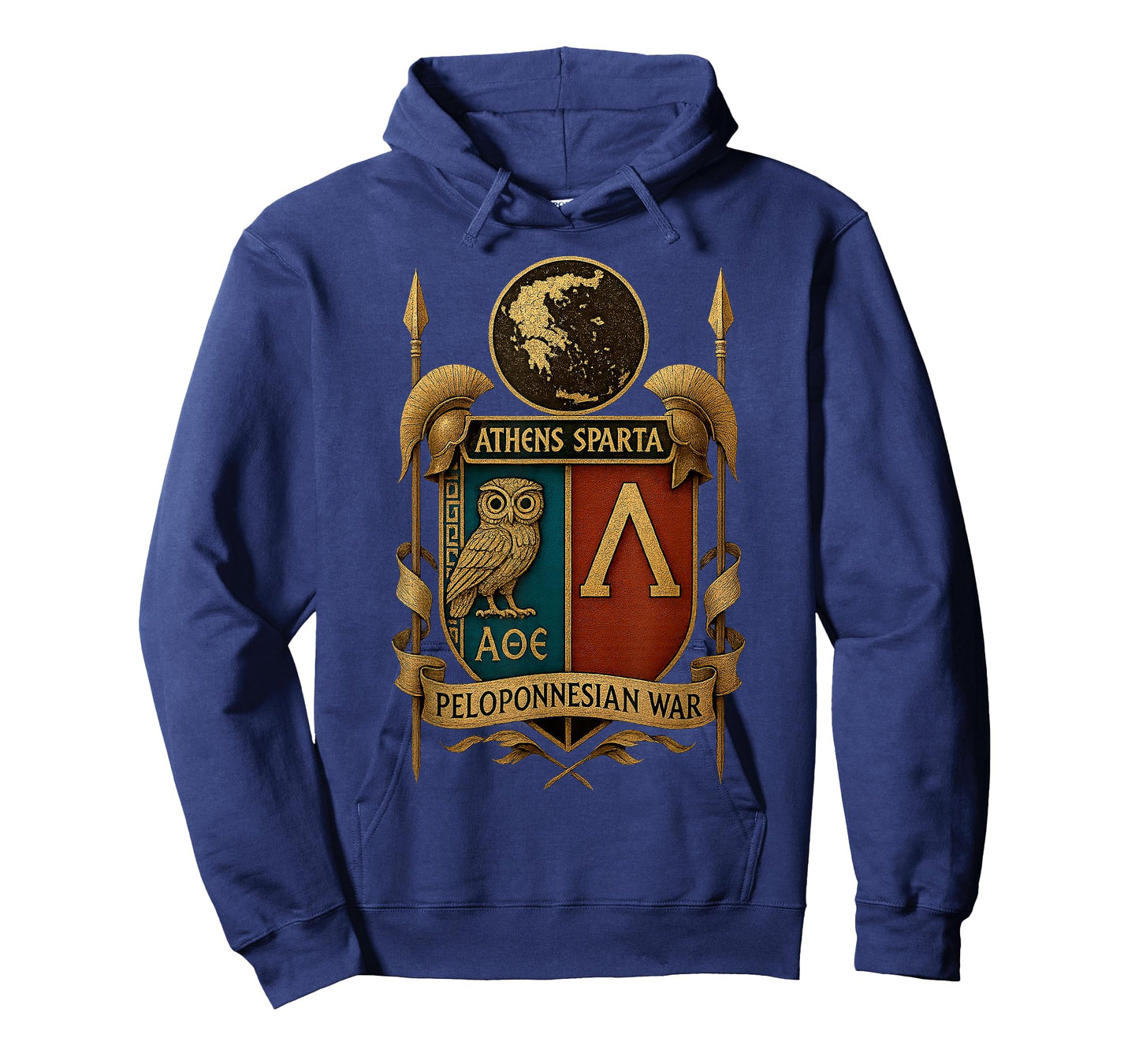 Peloponnesian War Athens Sparta Emblem Owl Lambda Crest T-Shirt