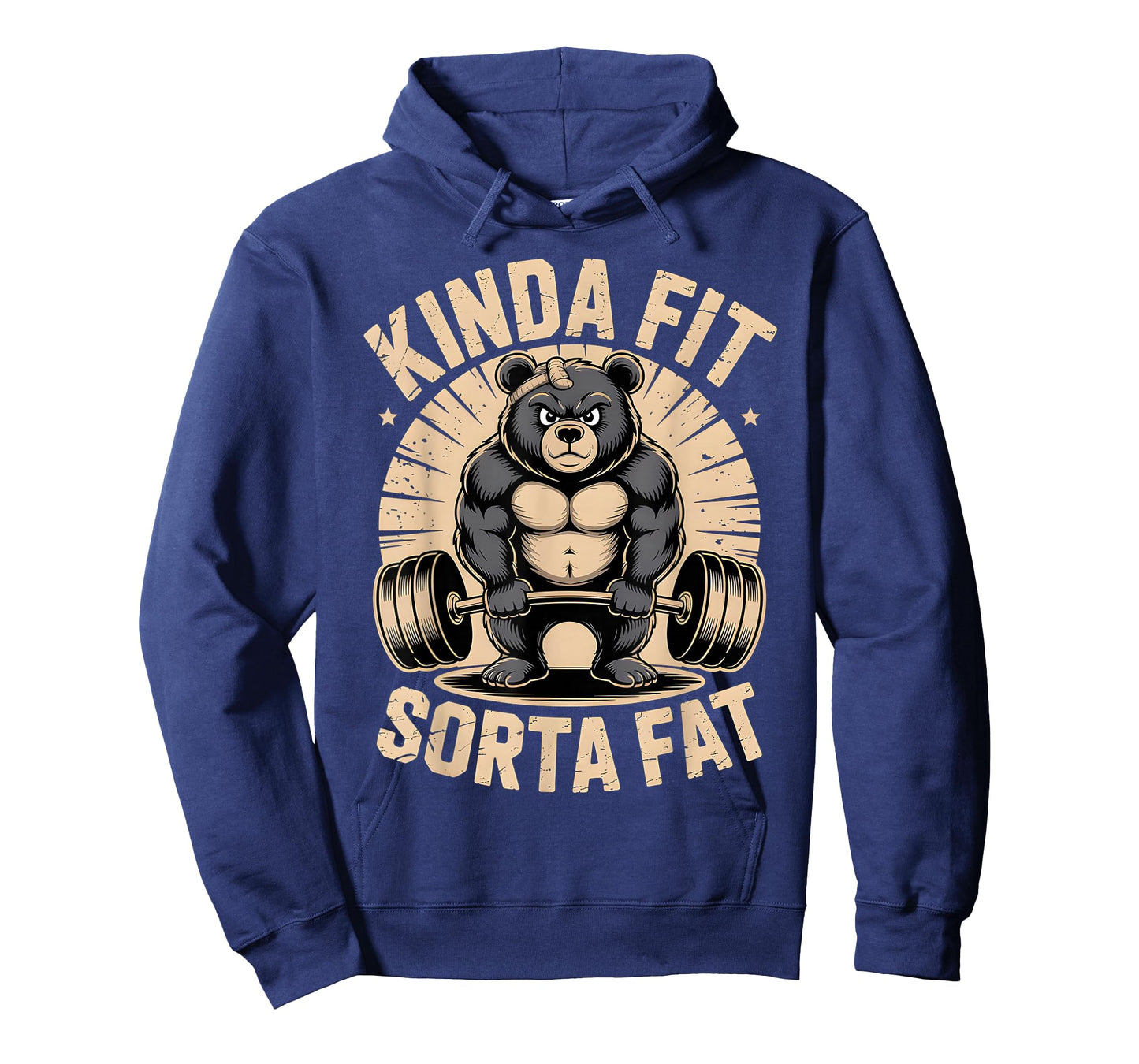 Kinda Fit Sorta Fat Funny Bear Weightlifter Workout Gym T-Shirt