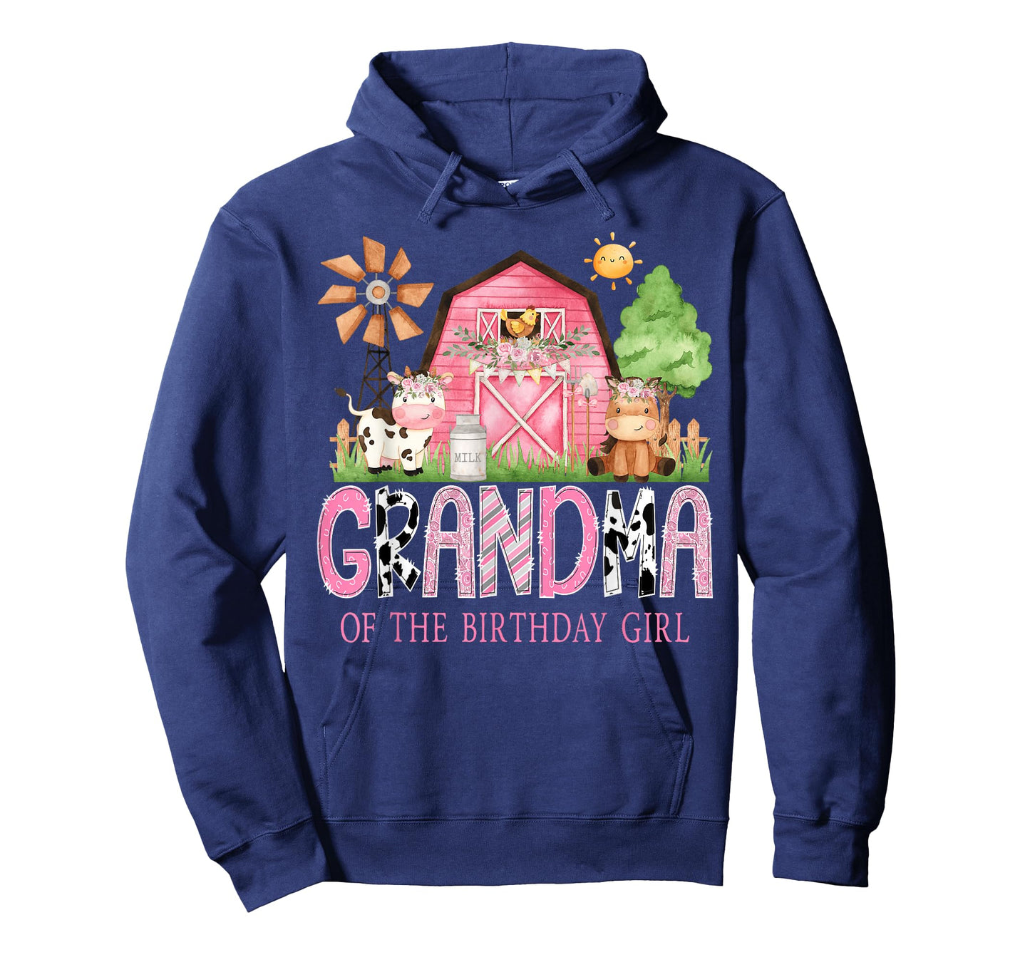 Grandma of The Birthday Girl 1St Birthday Pink Cow Farm T-Shirt