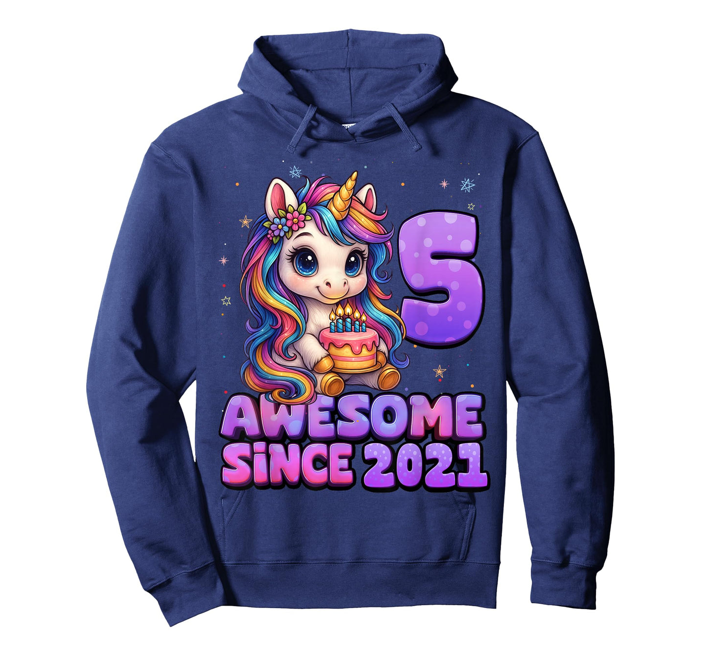 5 Year Old Girl Awesome Since 2021 Unicorn 5th Birthday Girl T-Shirt