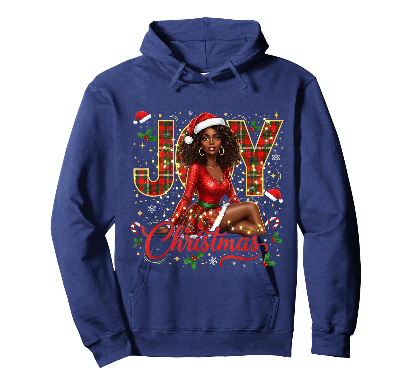 Santa Black Women Christmas Melanin Afro Woman Queen Claus T-Shirt