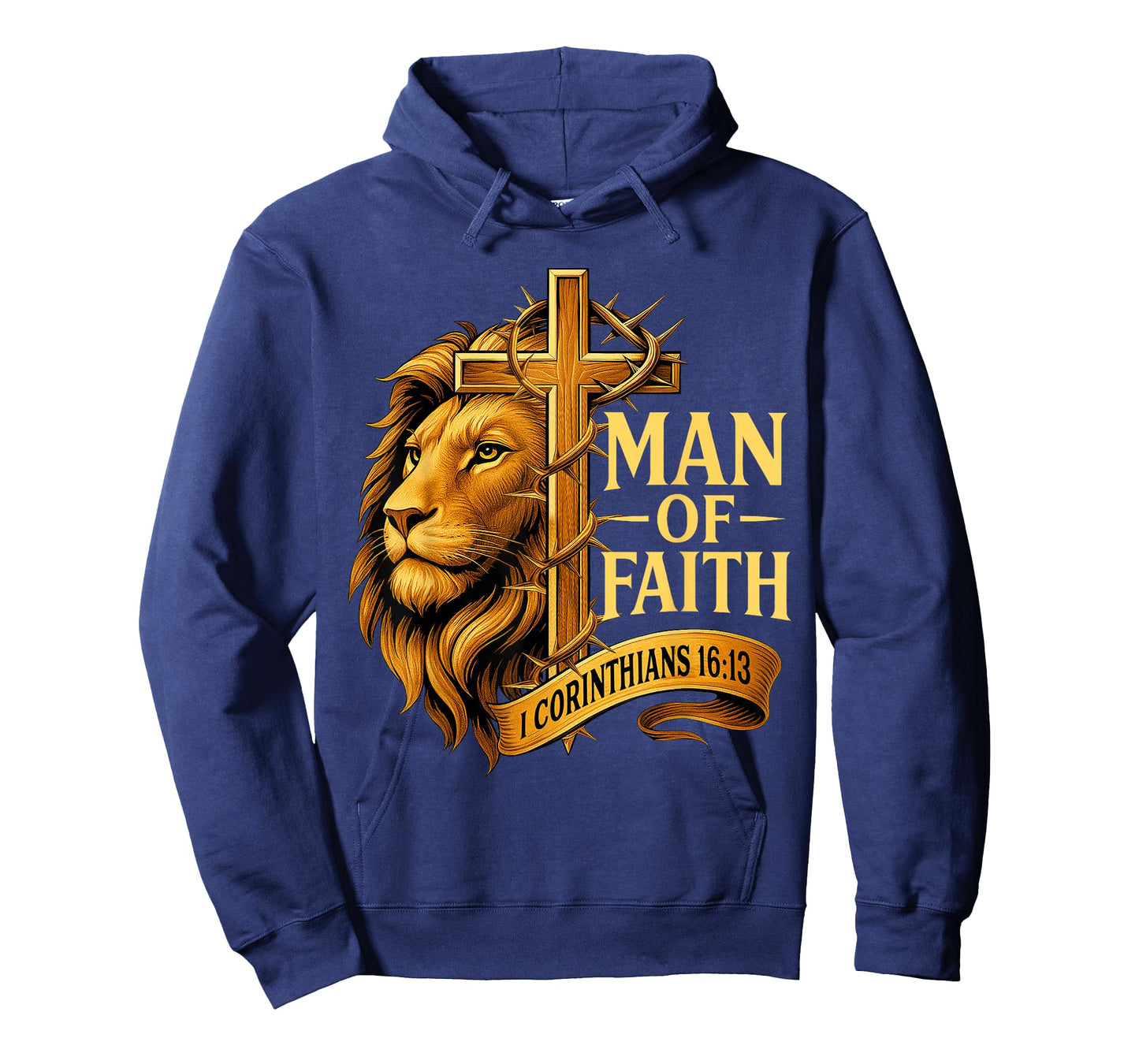Man of Faith Lion Cross Christian Bible Verse T-Shirt