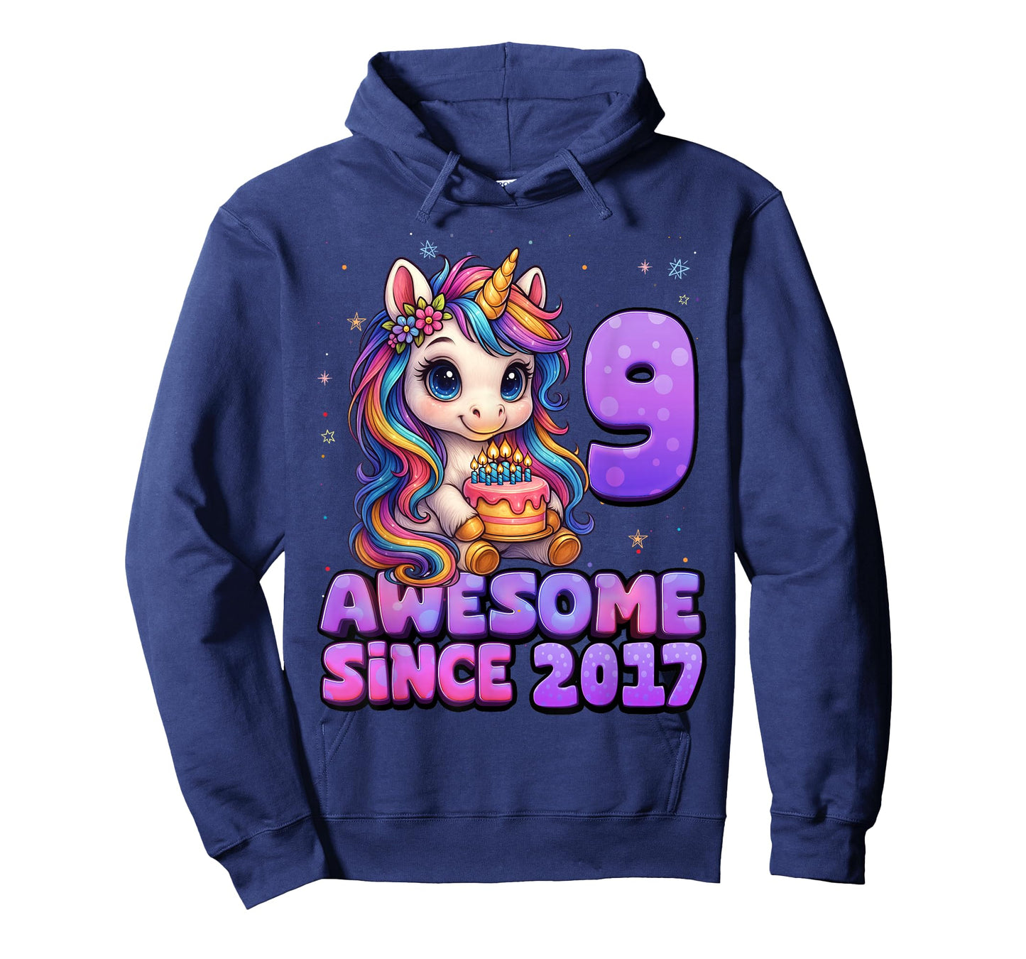 9 Year Old Awesome Since 2017 Unicorn 9th Birthday Girl T-Shirt