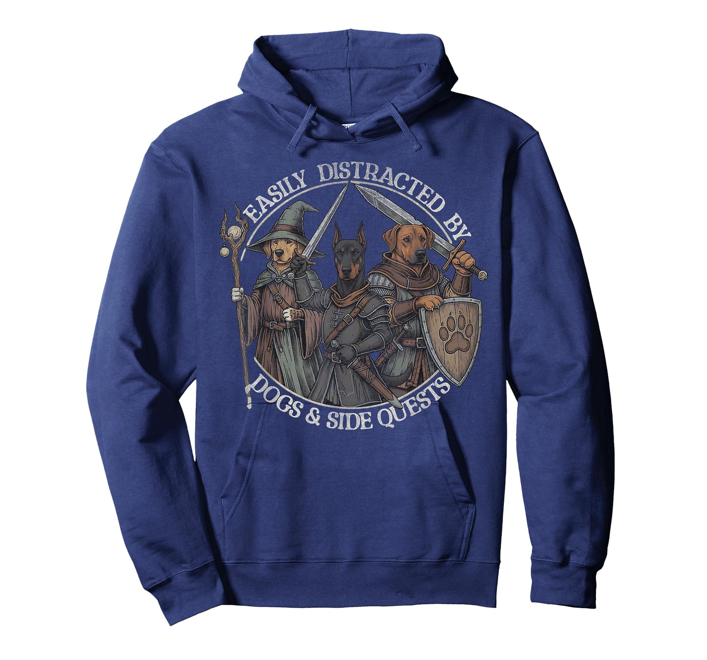 Easily Distracted by Dogs and Side Quests Vintage Gamer T-Shirt