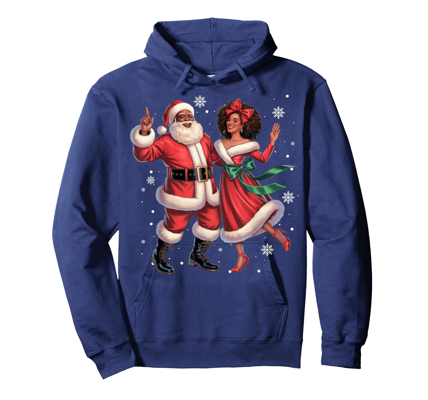 African American Mrs Claus Melanin Christmas Couple Pajama T-Shirt
