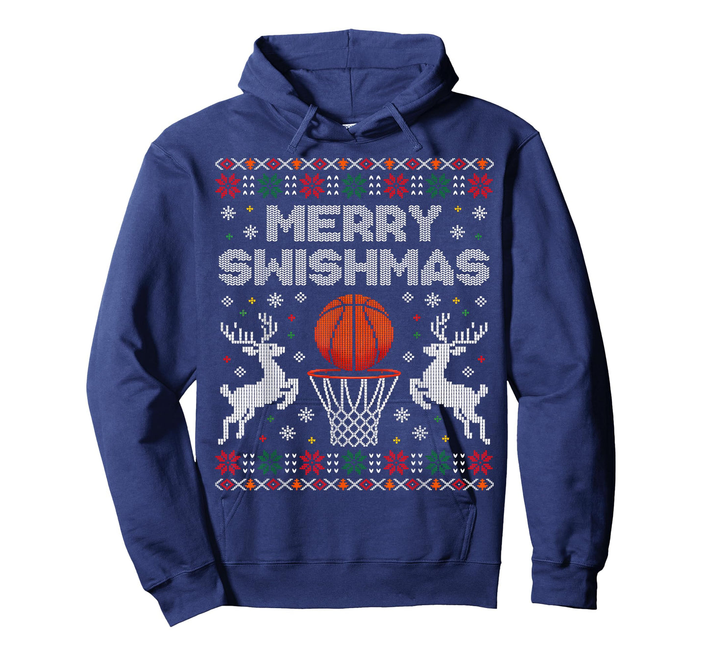 Basketball Christmas Ugly Sweater Merry Swishmas Men Women T-Shirt
