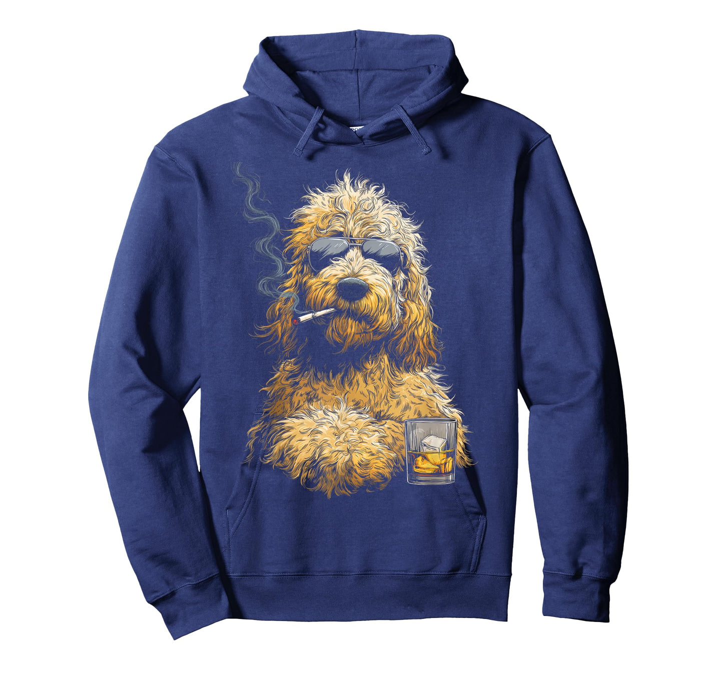 Goldendoodle Smoking Cigarette Whisky Lover Funny Doodle Dog T-Shirt