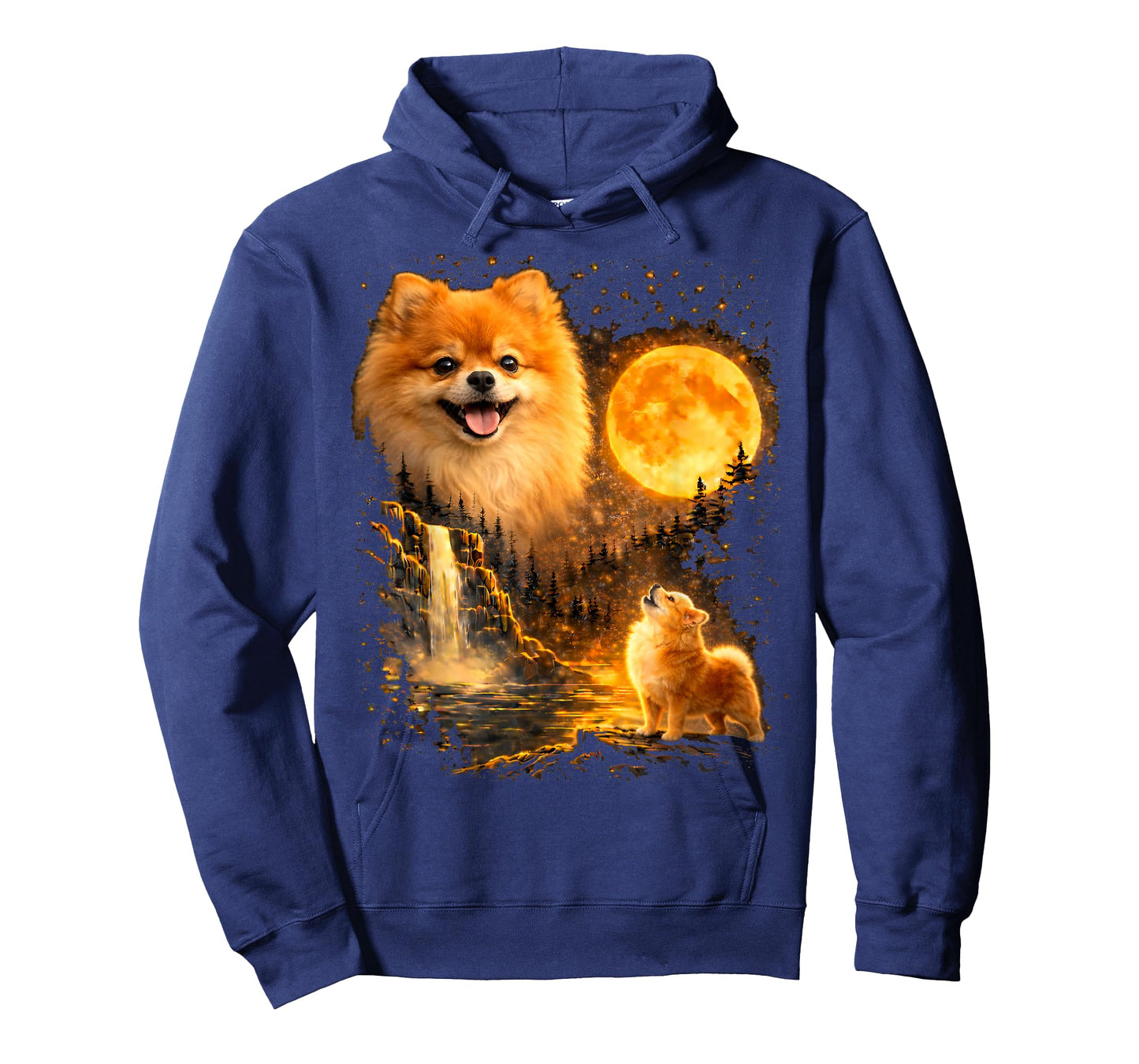 Pomeranian Puppy Howling to Its Protector Under The Moon T-Shirt