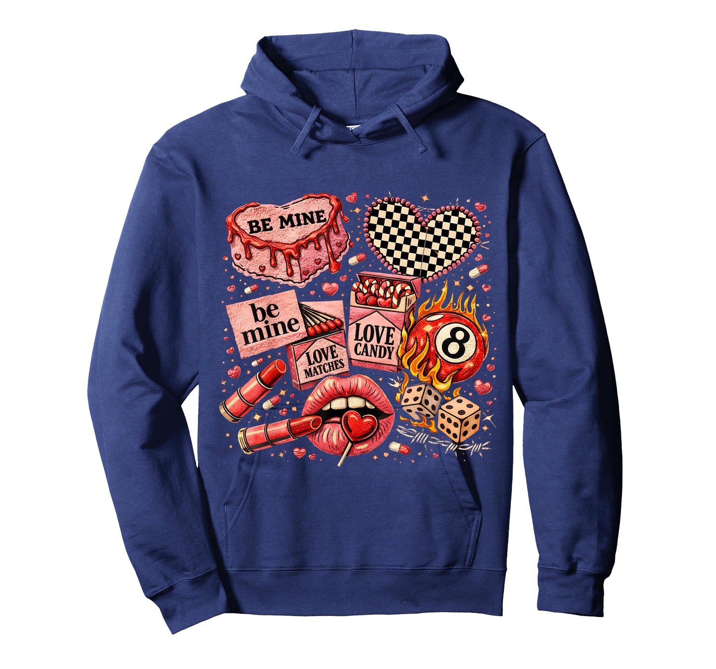 Edgy Valentine Collage Love Candy Lips Dice Art T-Shirt