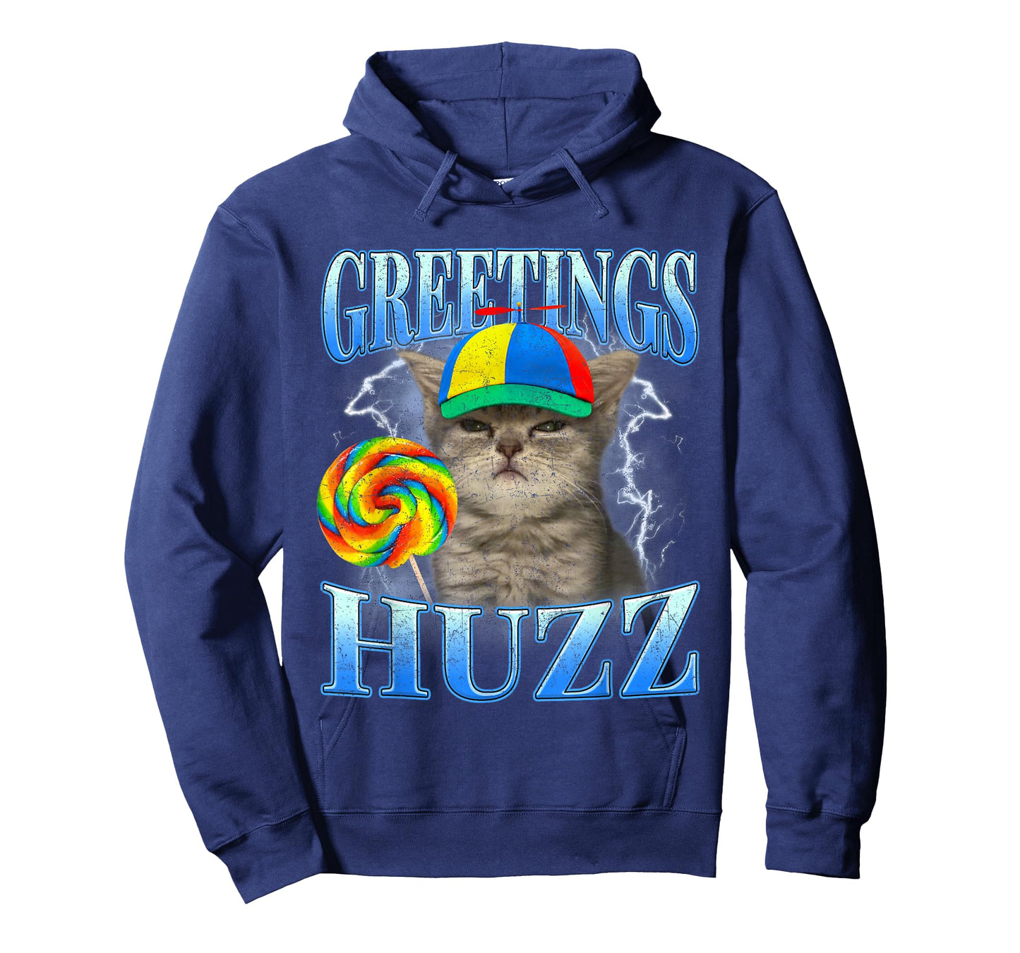 Lollipop Silly Cat Greetings Huzz Funny Kitten Meme Retro T-Shirt