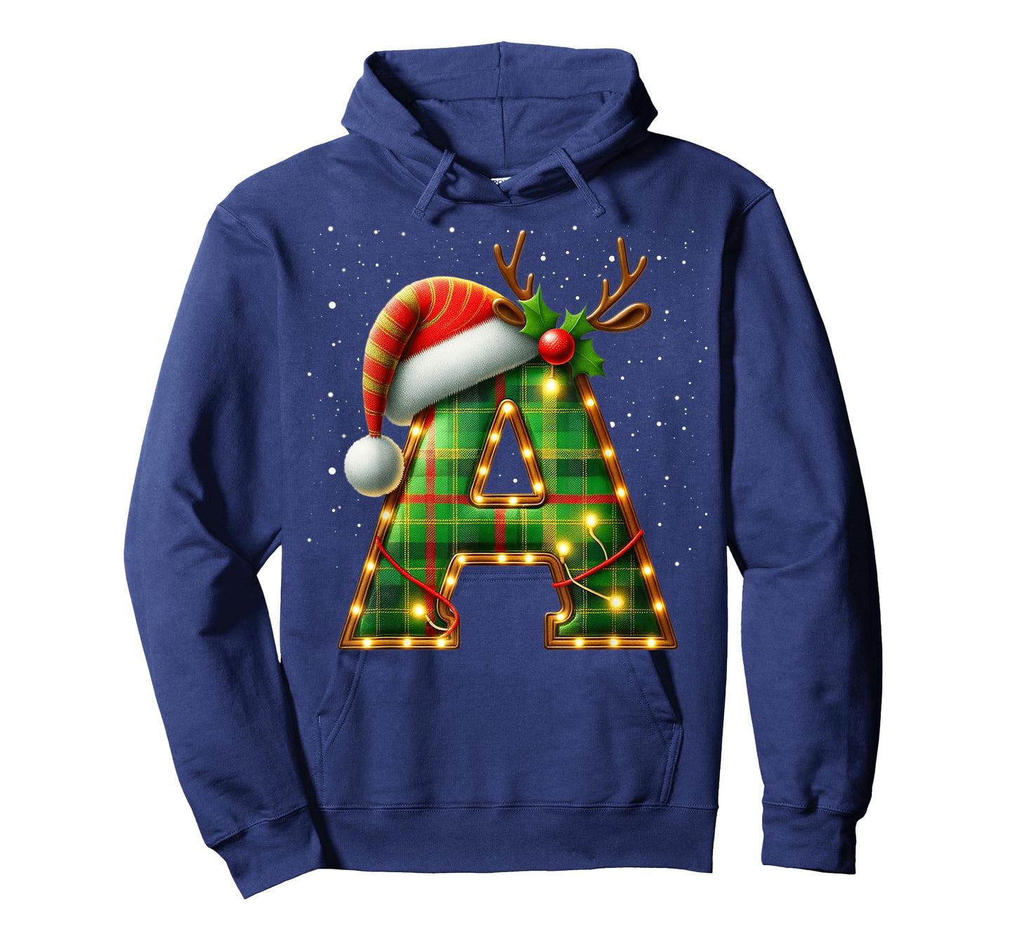 Letter A Christmas Plaid Santa Hat Monogram Initial Name A T-Shirt