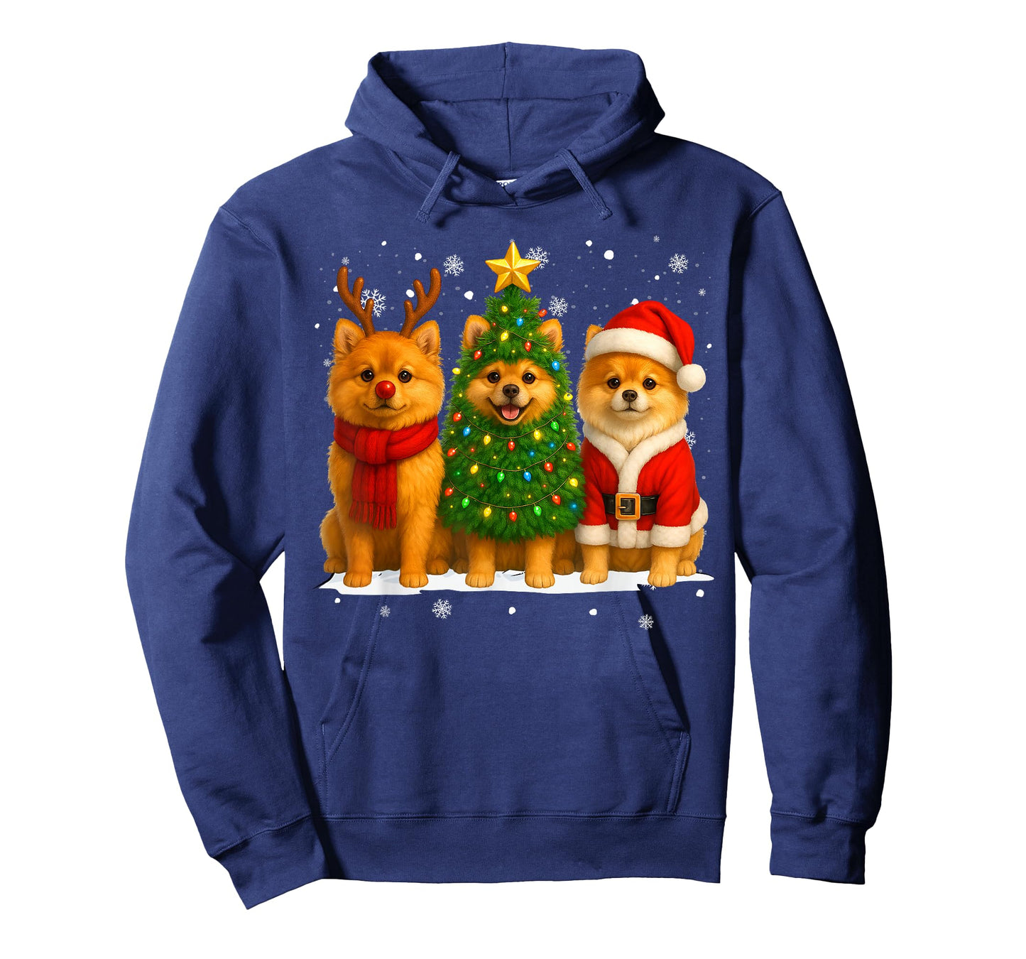 Retro Christmas Pomeranian Santa Reindeer Dog Lover T-Shirt