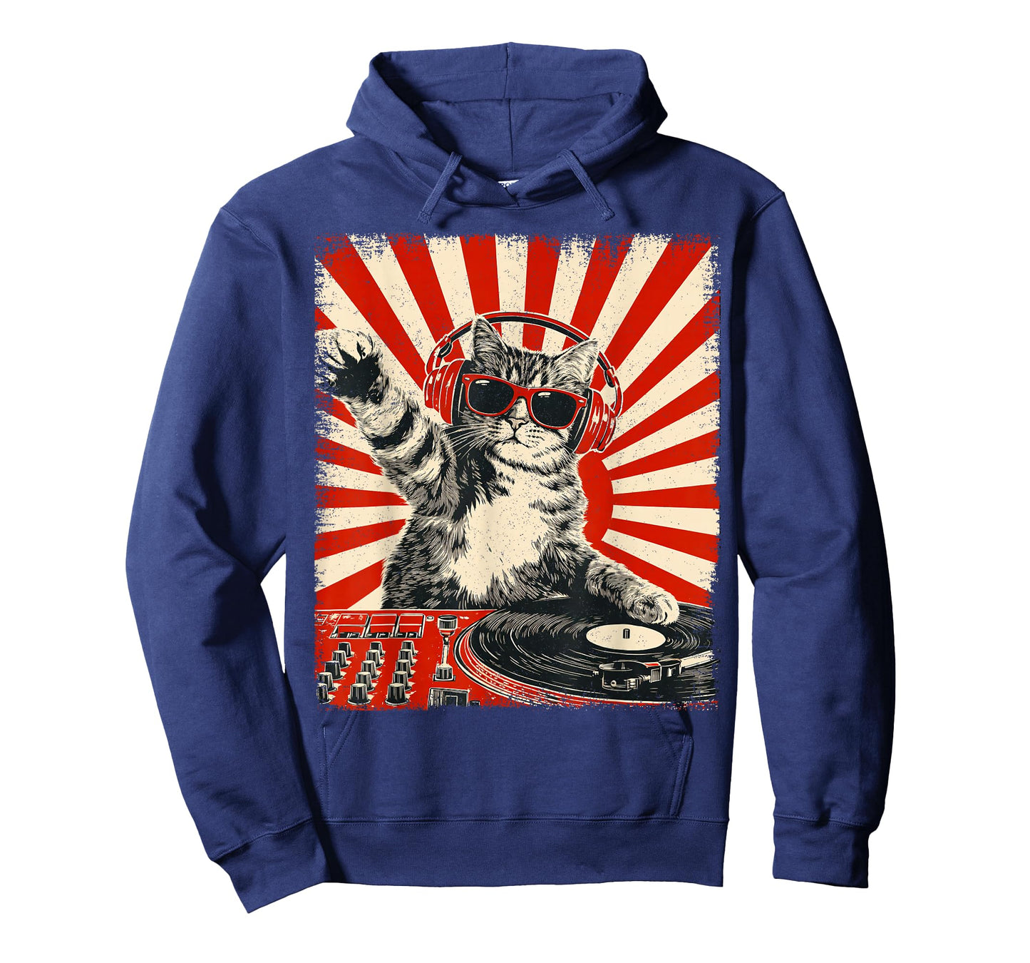 Cat Dj Headphone Turntable Vintage Music EDM Men Women Kids T-Shirt