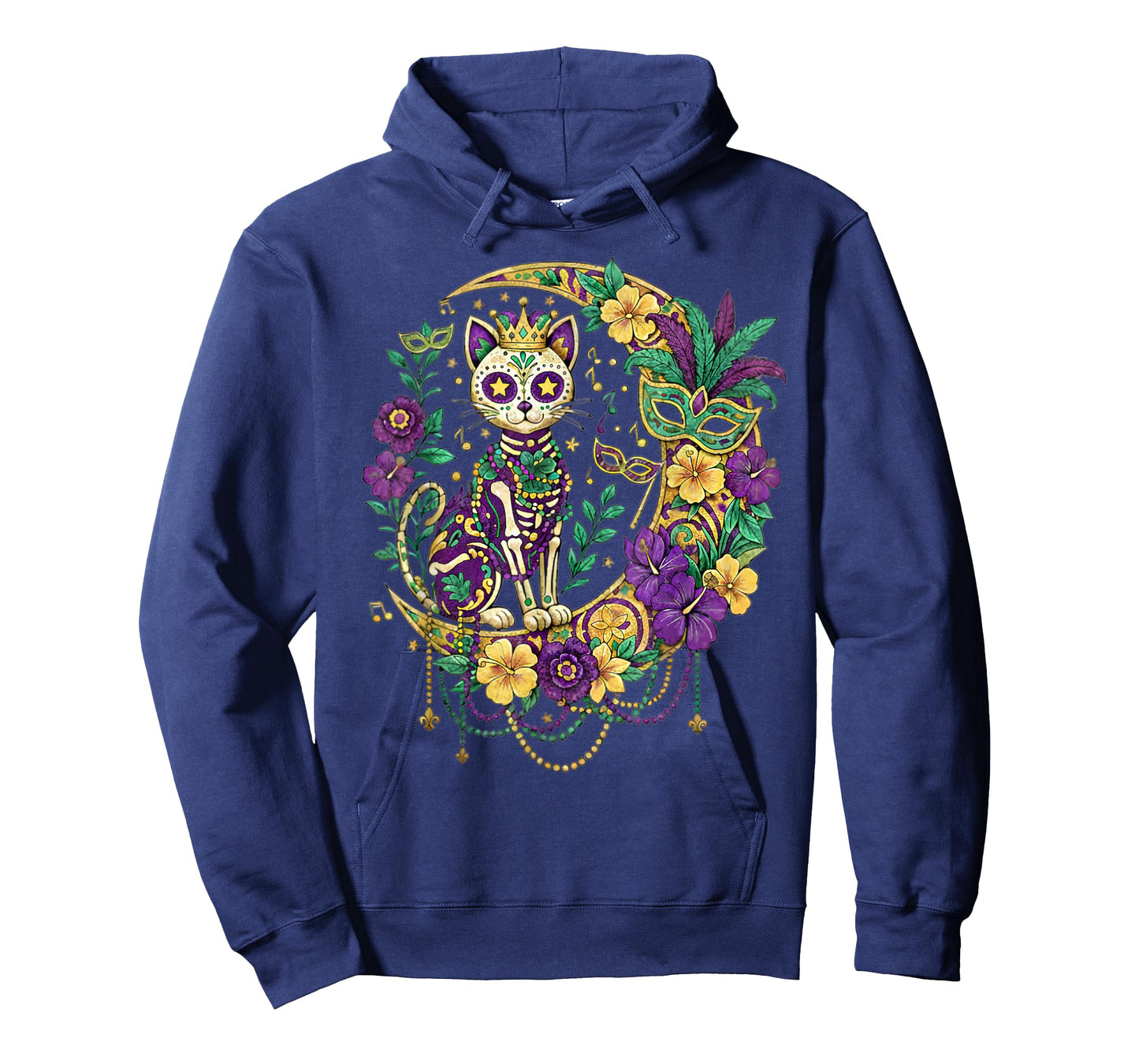 Mardi Gras Costume Sugar Skull Cat Carnival New Orleans T-Shirt