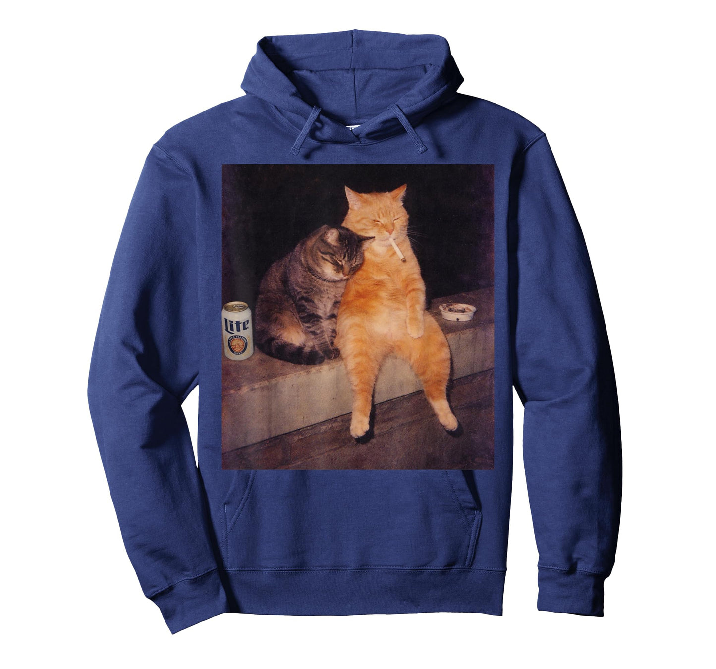 Funny Cat Smoking Beer Vintage Y2K Grunge Meme Graphic Tee T-Shirt