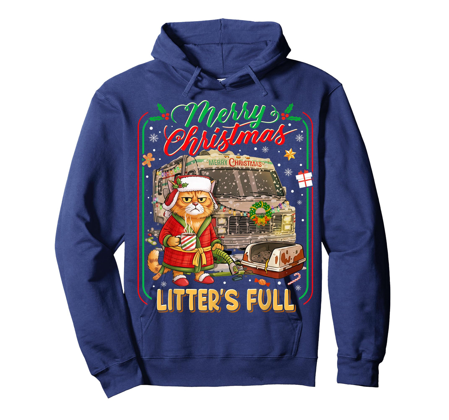 Merry Christmas Litter’s Full Funny Cat RV Holiday T-Shirt