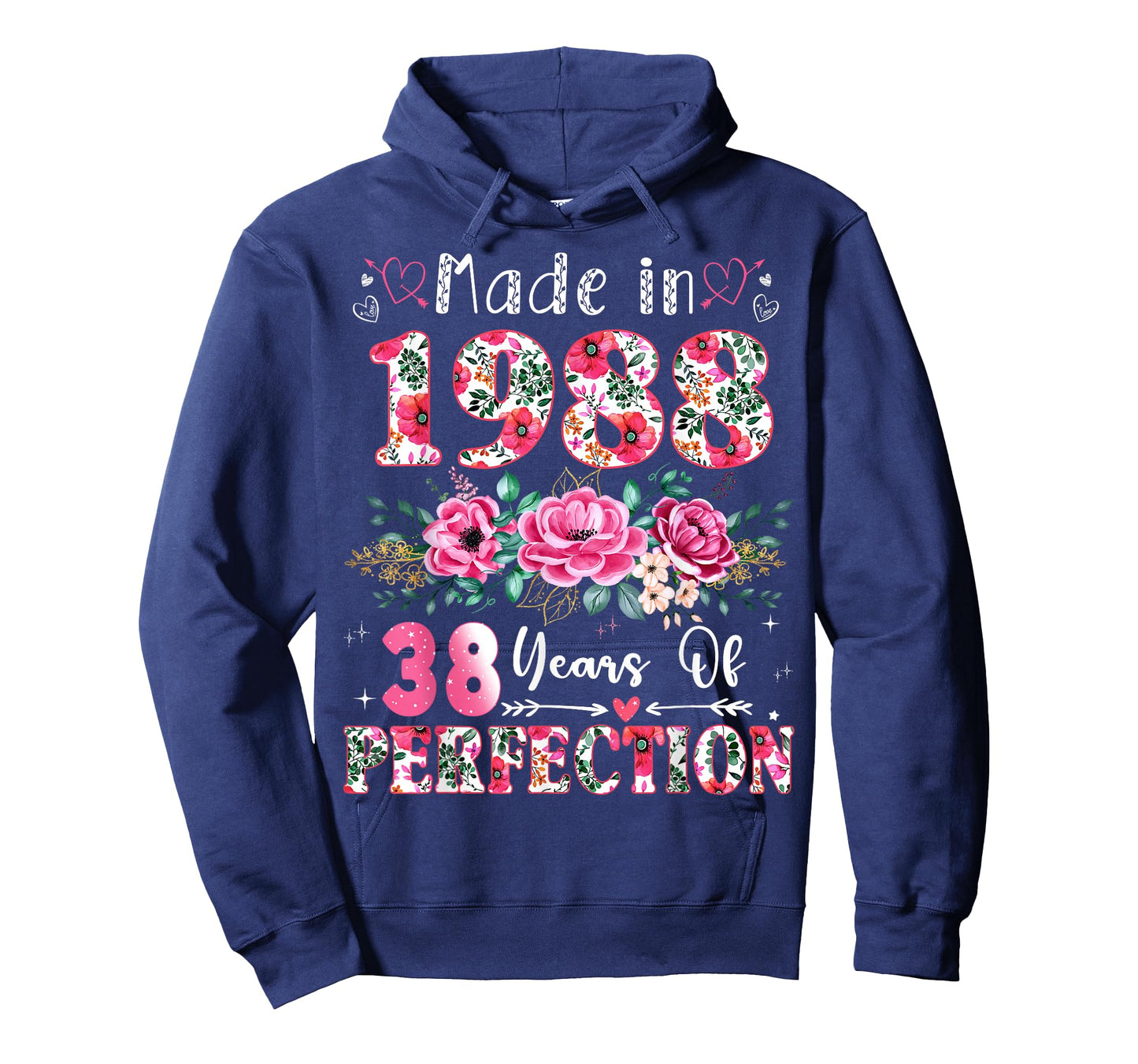 38 Year Old Made in 1988 Floral 38th Birthday Women T-Shirt