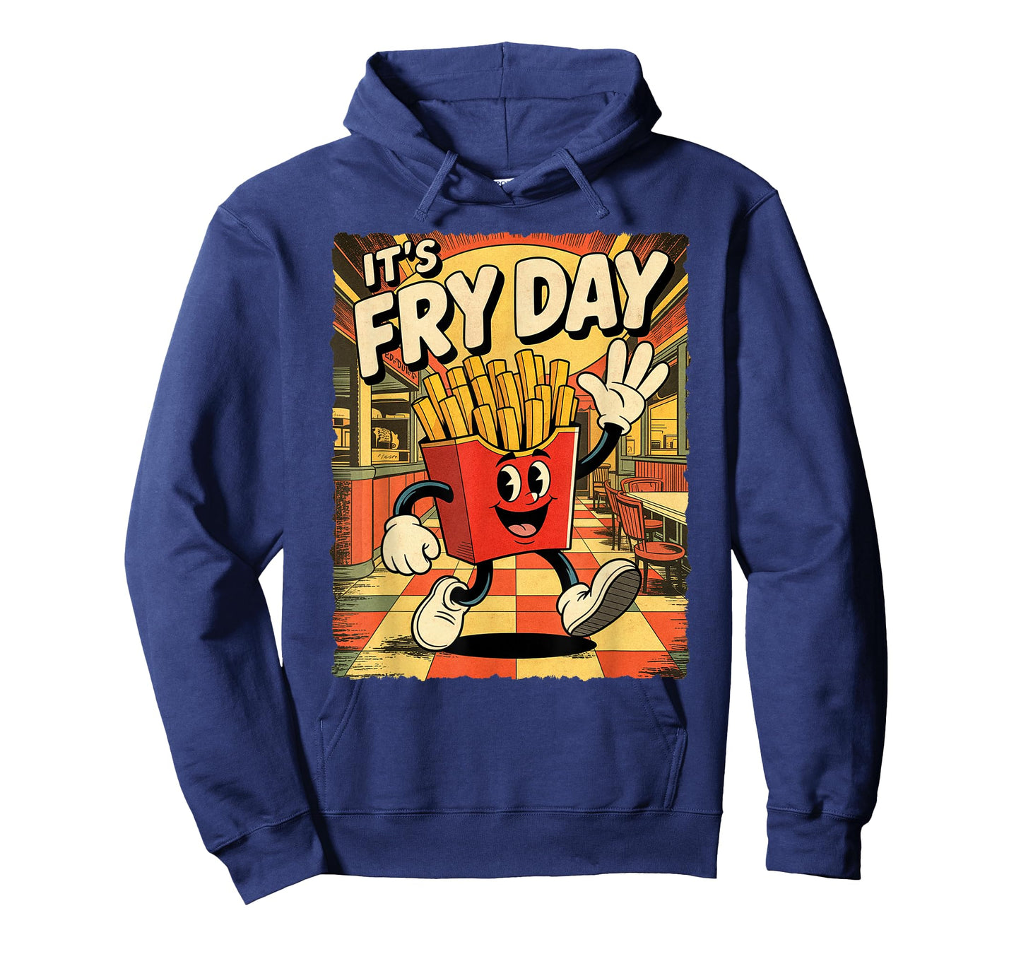 It’s Fry Day Funny Rubber Hose Cartoon French Fries Graphic T-Shirt