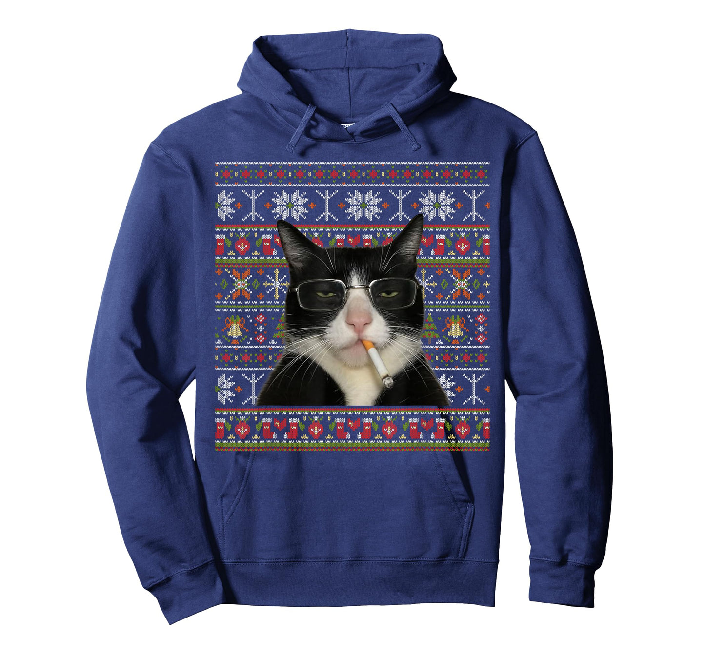 Funny Smoking Cat Meme Christmas Ugly Sweater Cat Lovers T-Shirt