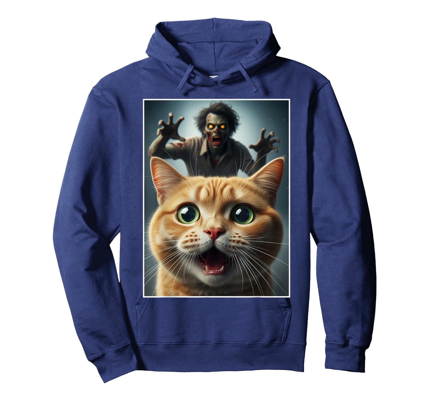 Orange Cat Selfie with Zombie Funny Pet Owner Graphic T-Shirt