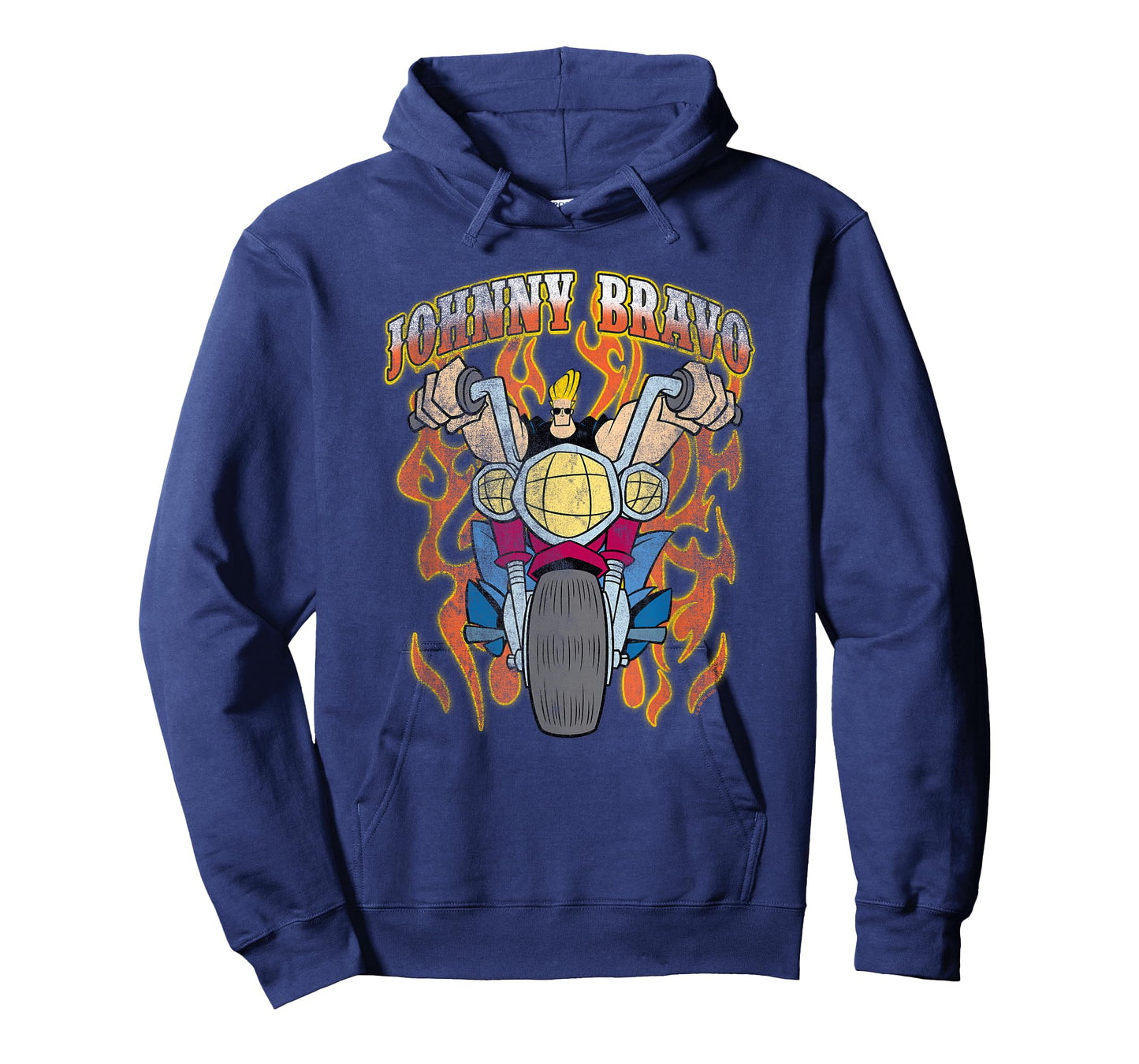 Johnny Bravo Vintage Biker Johnny with Flames Retro Cartoon T-Shirt