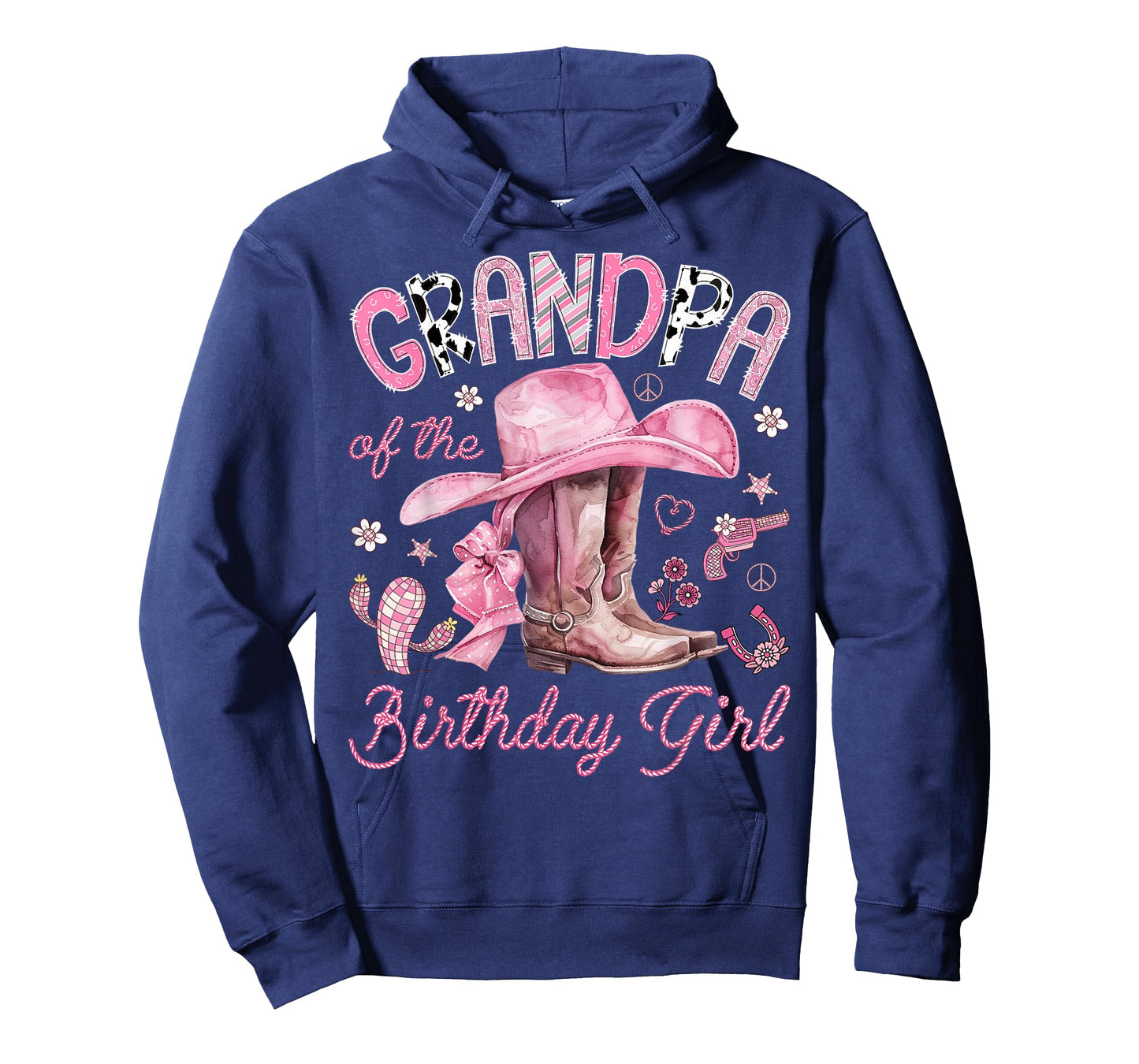 Grandpa of The Birthday Girl Pink Cowgirl Western Rodeo T-Shirt