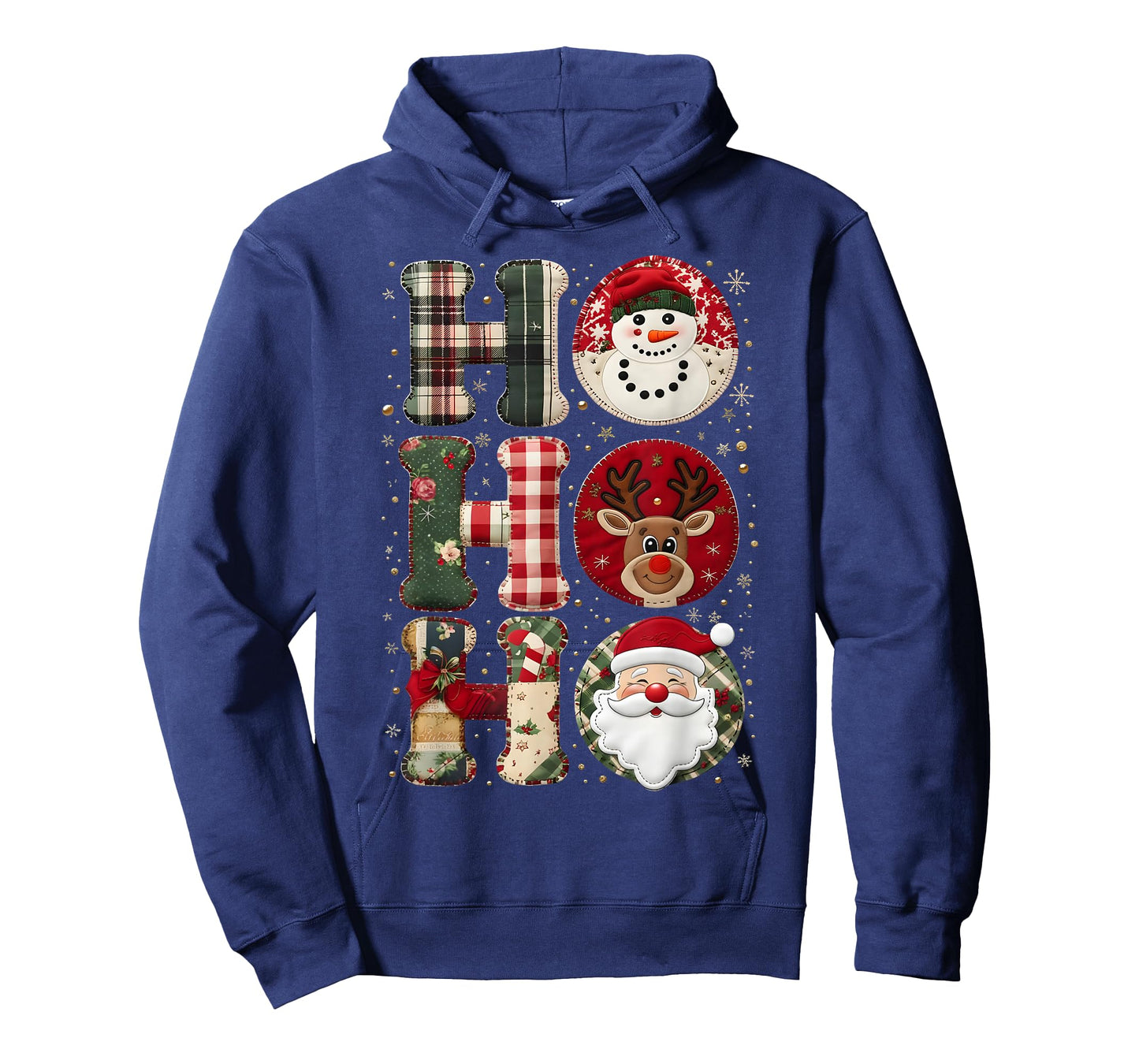 HoHoHo Patchwork Christmas Santa Reindeer Art T-Shirt