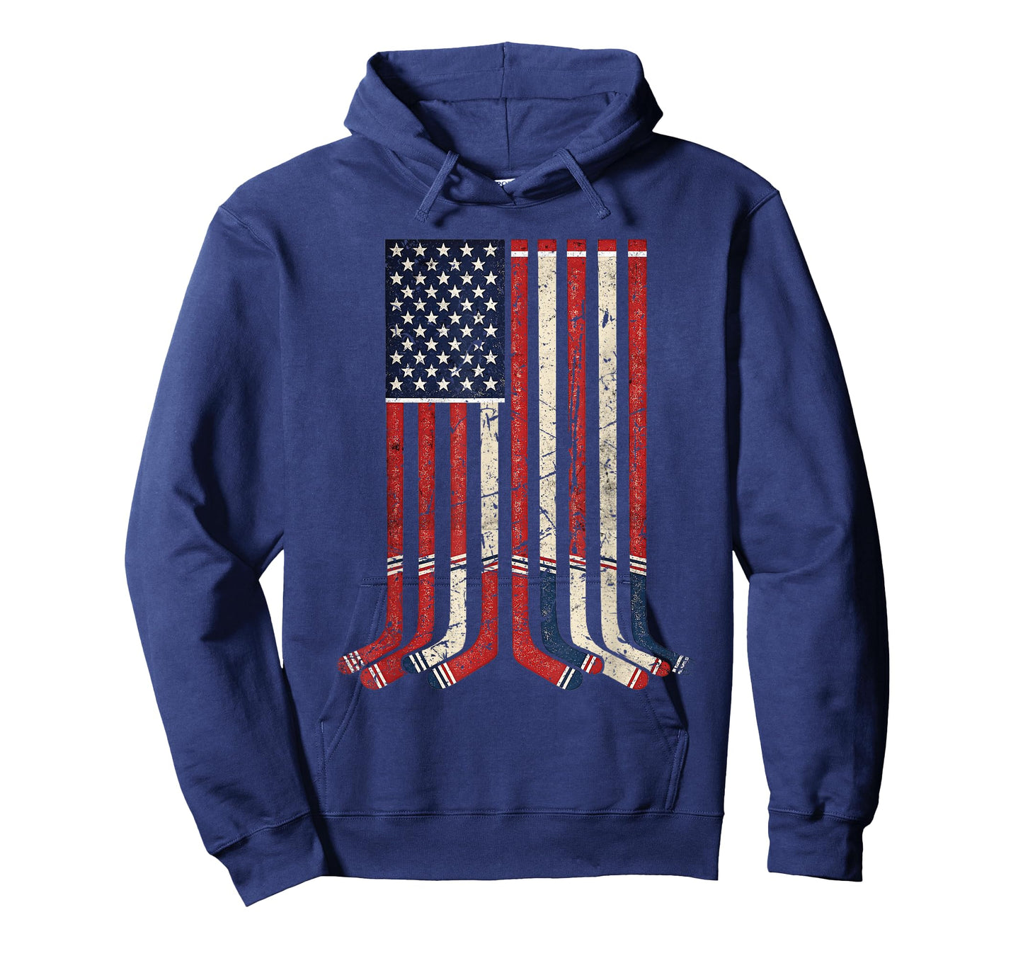 USA Flag Hockey Sticks Patriotic Ice Hockey Player Men Boys T-Shirt