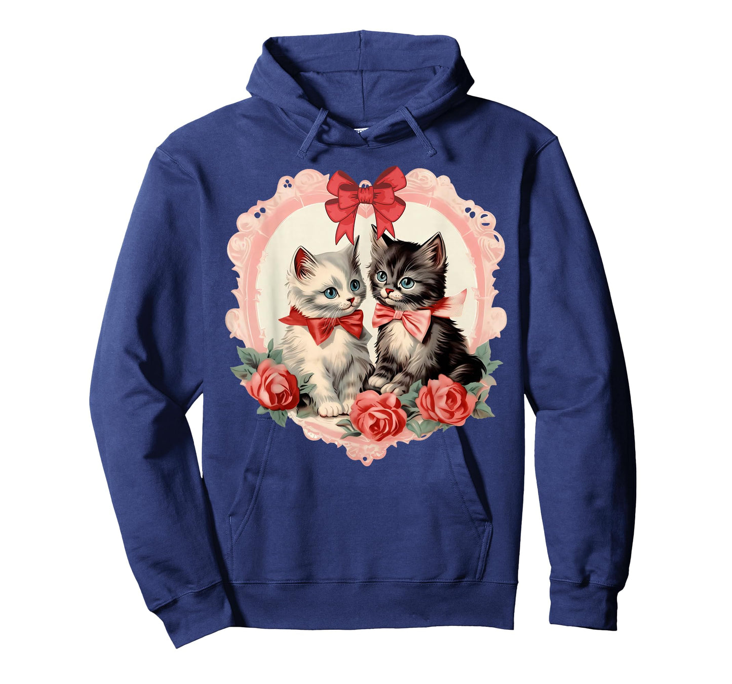 Retro Cat Valentines Day Cute Kitten Rose Flower Cat Lover T-Shirt