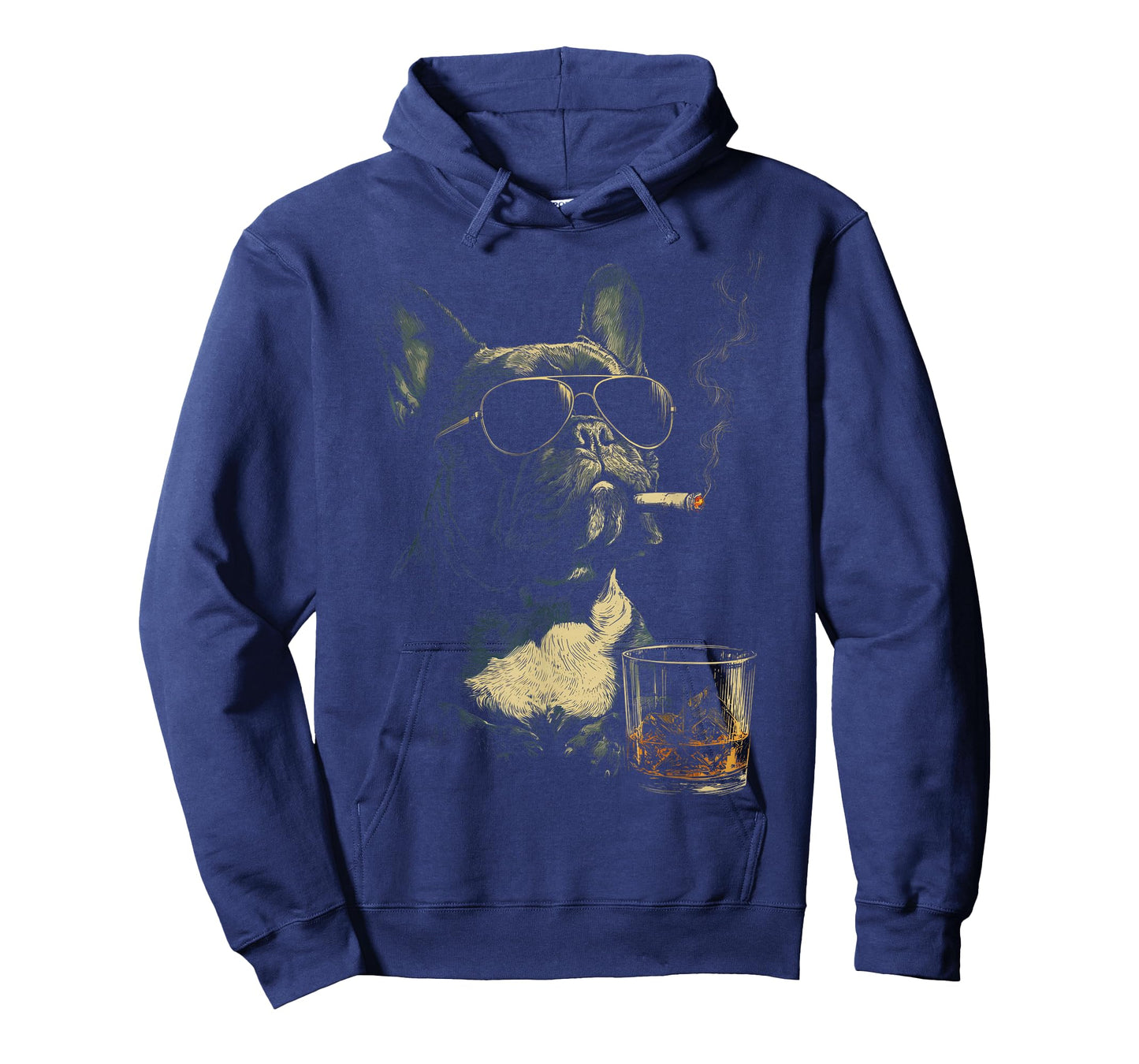 French Bulldog Smoking Cigarette Whisky Lover Funny Dog T-Shirt
