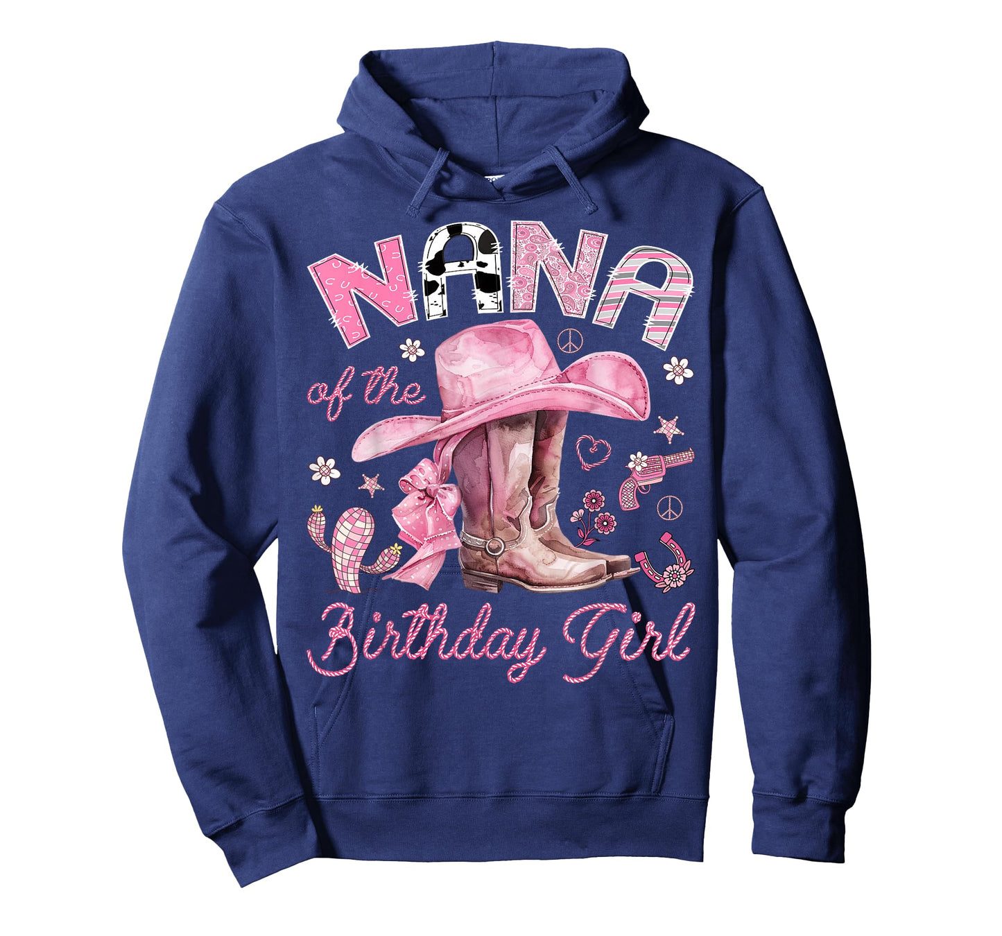 Nana of The Birthday Girl Pink Cowgirl Western Rodeo T-Shirt