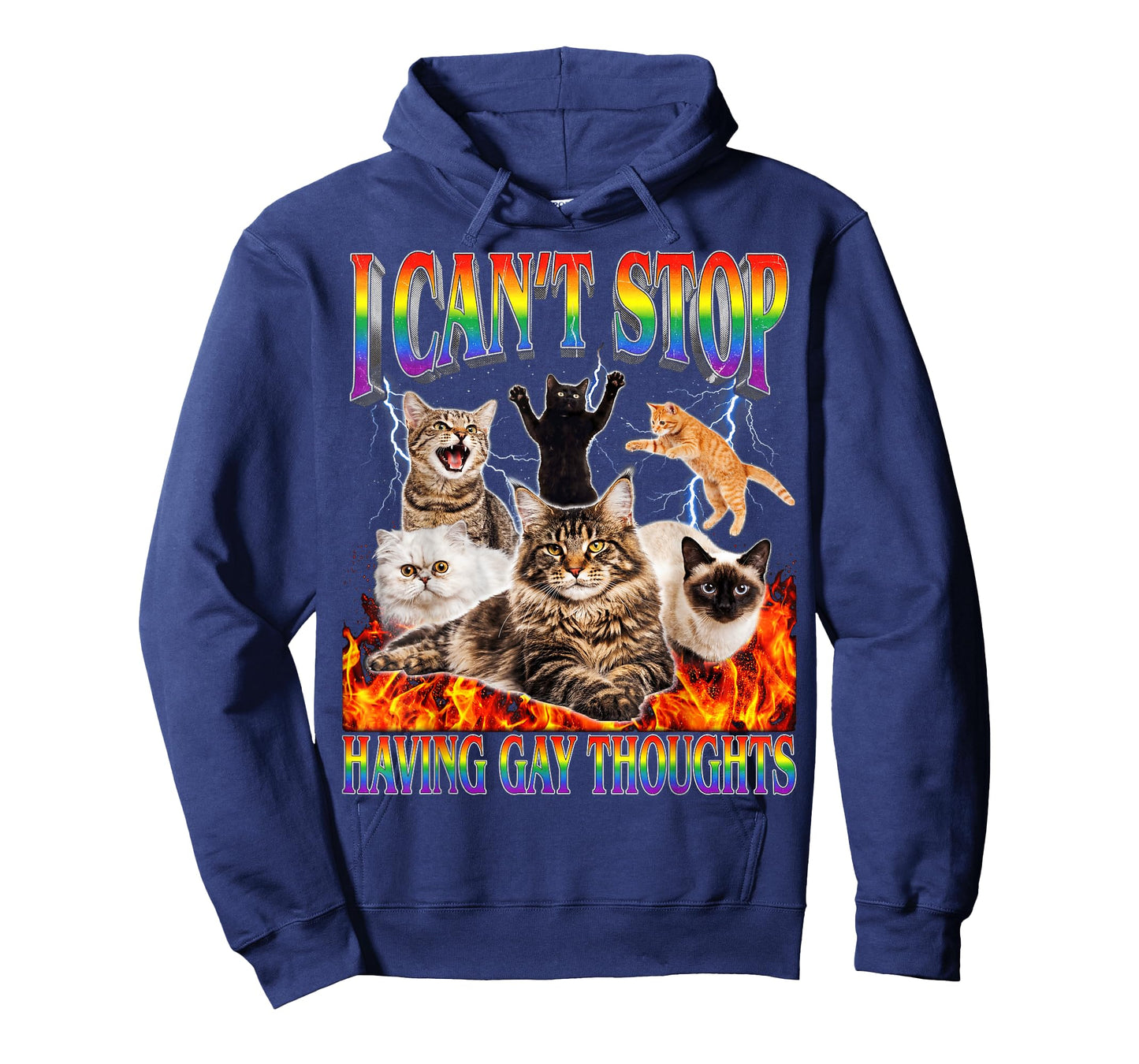 Funny Cat I Can't Stop Having Gay Thoughts LGBTQ Queer T-Shirt