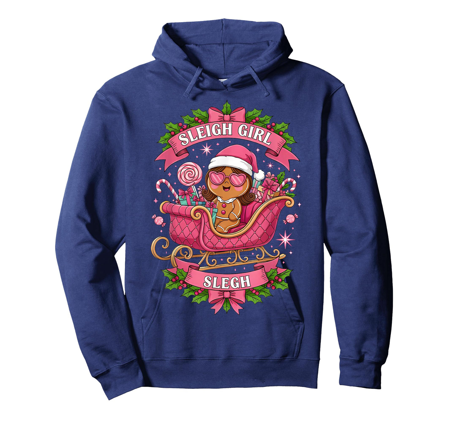 Groovy Pink Christmas Candy Sleigh Girl Gingerbread Holiday T-Shirt