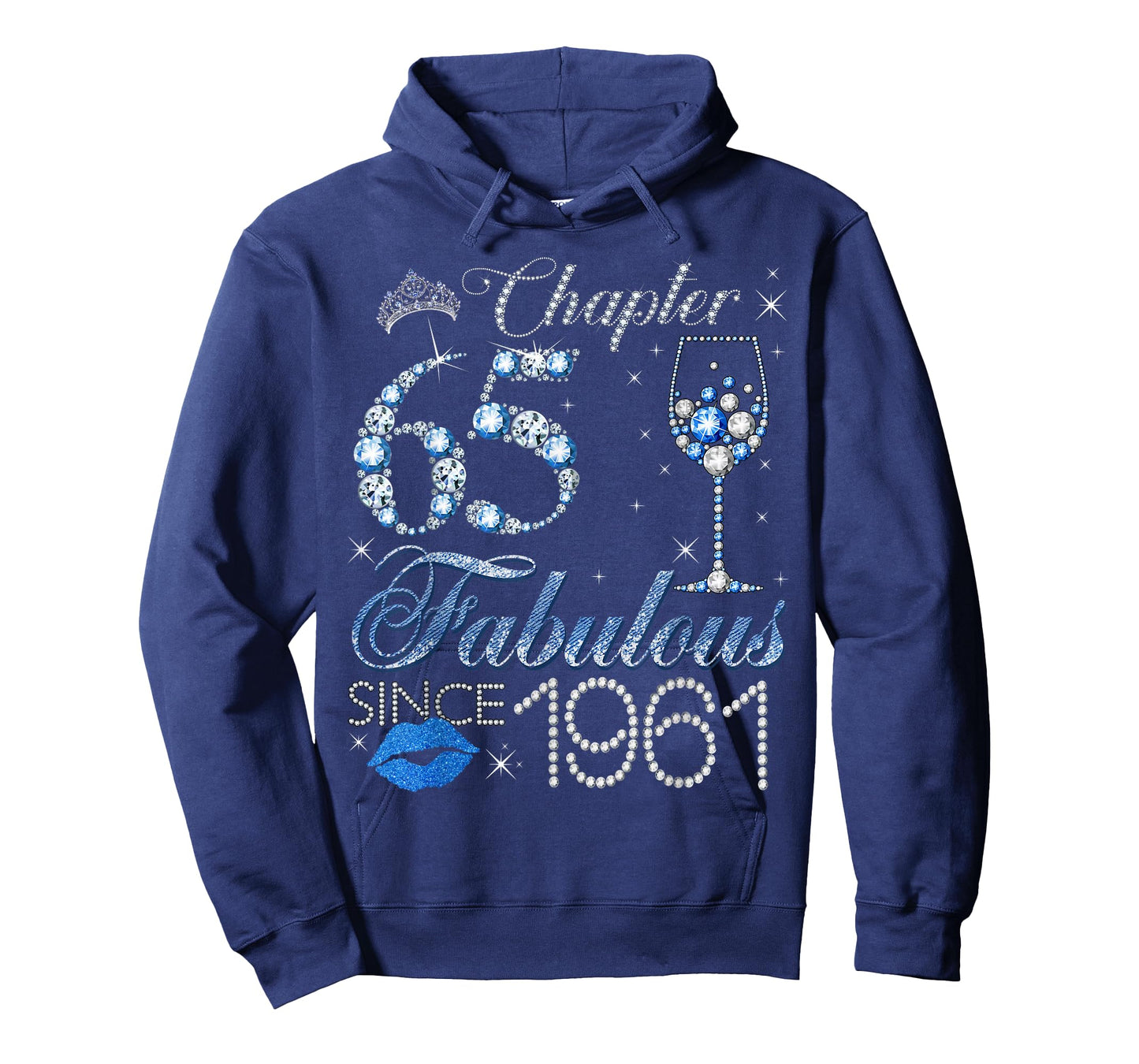 Chapter 65 65th Birthday Crown Wine Glass Denim and Diamonds T-Shirt