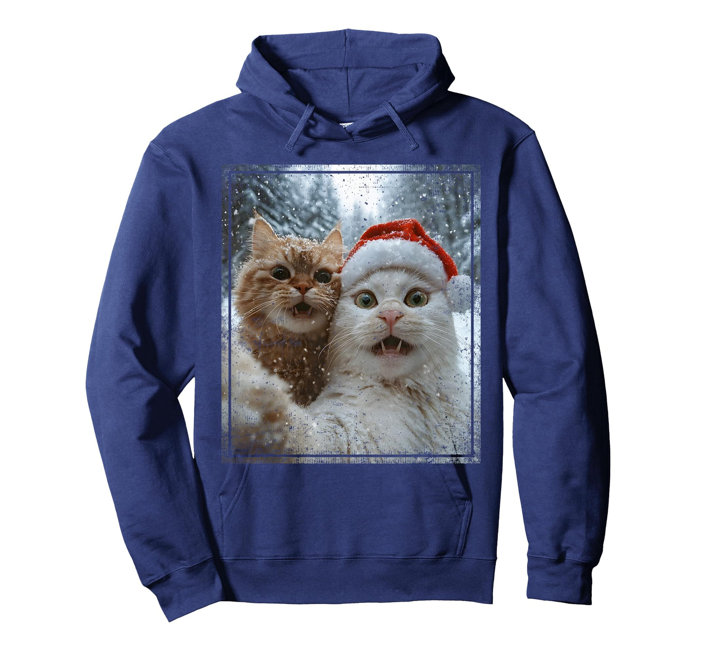 Funny Christmas Cat Selfie Santa Hat Design T-Shirt