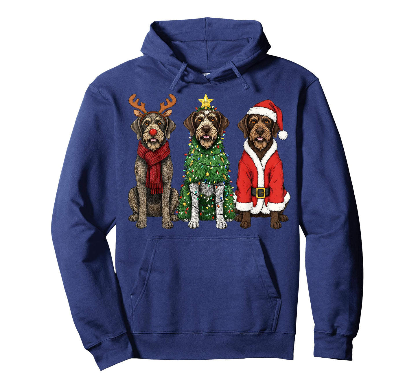 Retro Christmas Wirehaired Pointing Griffon Santa Reindeer T-Shirt