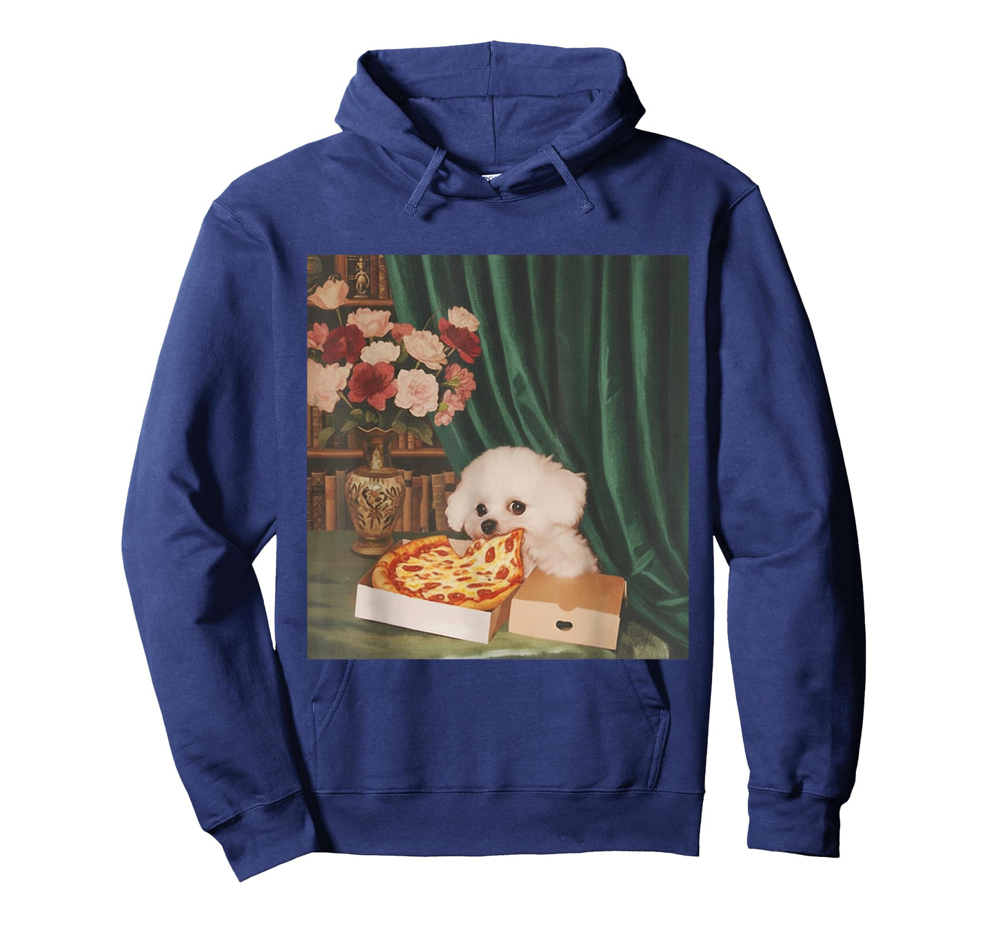 Retro Vintage Dog Eating Pizza Funny Dog Meme Men Women Kids T-Shirt