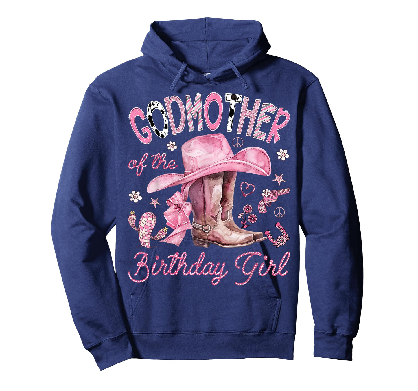 Godmother of The Birthday Girl Pink Cowgirl Western Rodeo T-Shirt