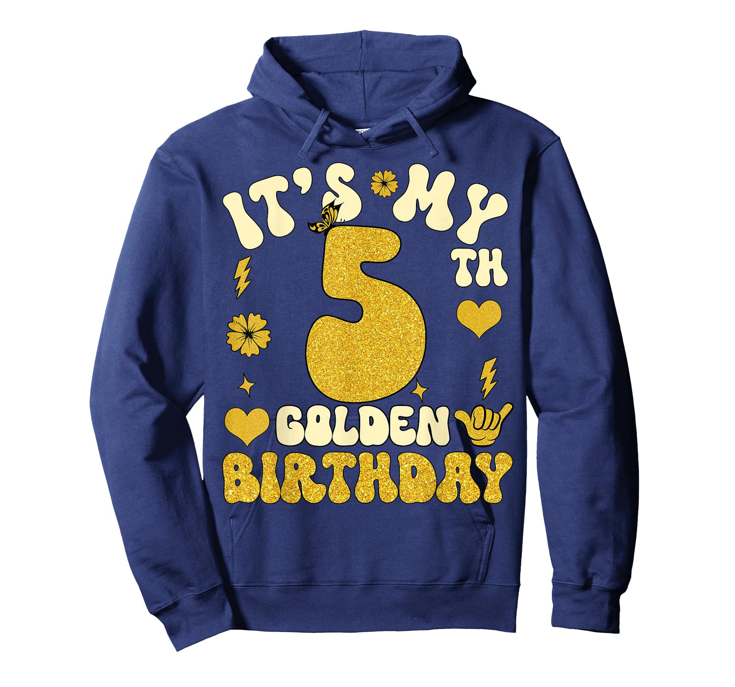 It's My 5th Golden Birthday 5 Year Old Bday Kids Groovy T-Shirt