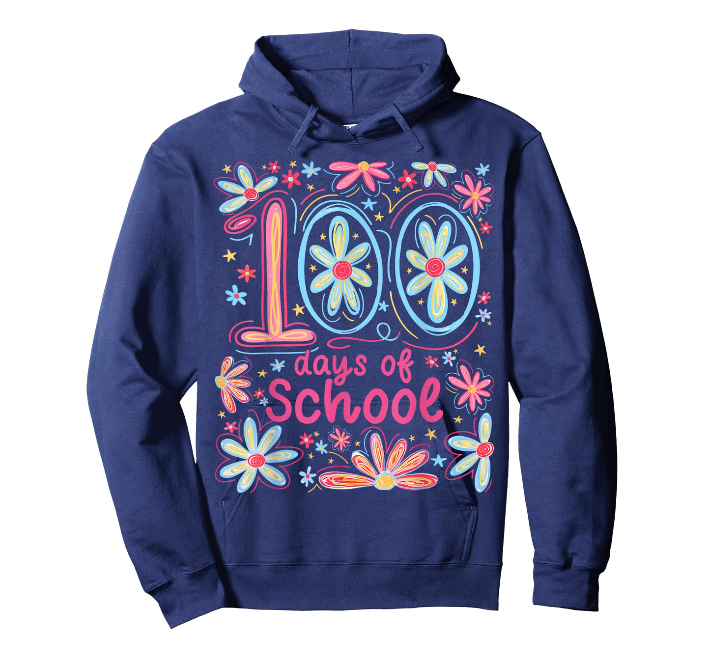 100 Days of School Groovy Flower 100th Day of School Girls T-Shirt