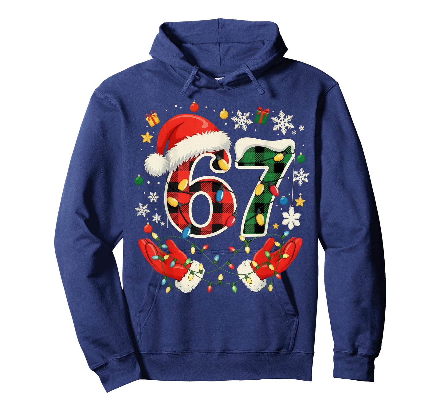 67 Red Green Plaid Lights 6 7 Funny Boys Kids Winter Holiday T-Shirt
