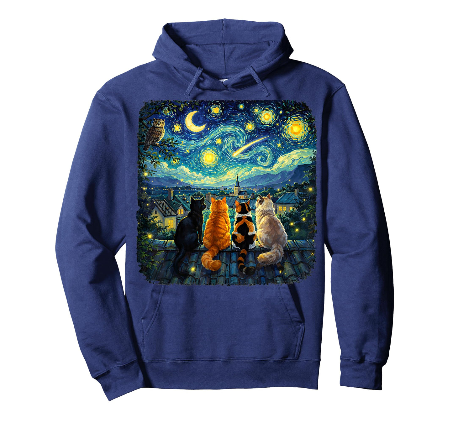 Cat Starry Night Van Gogh Cats Funny Gifts for Men Women Kid T-Shirt